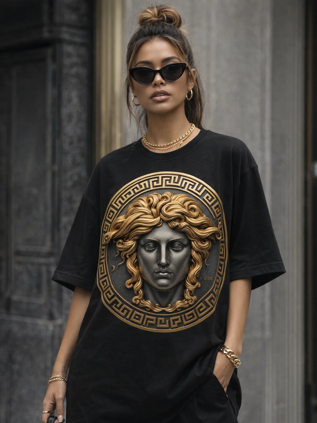 Medusa Women's Graphic T-Shirt | Gold Relief Licensed Tee | Luxury Italian Streetwear 2025 product image (1)