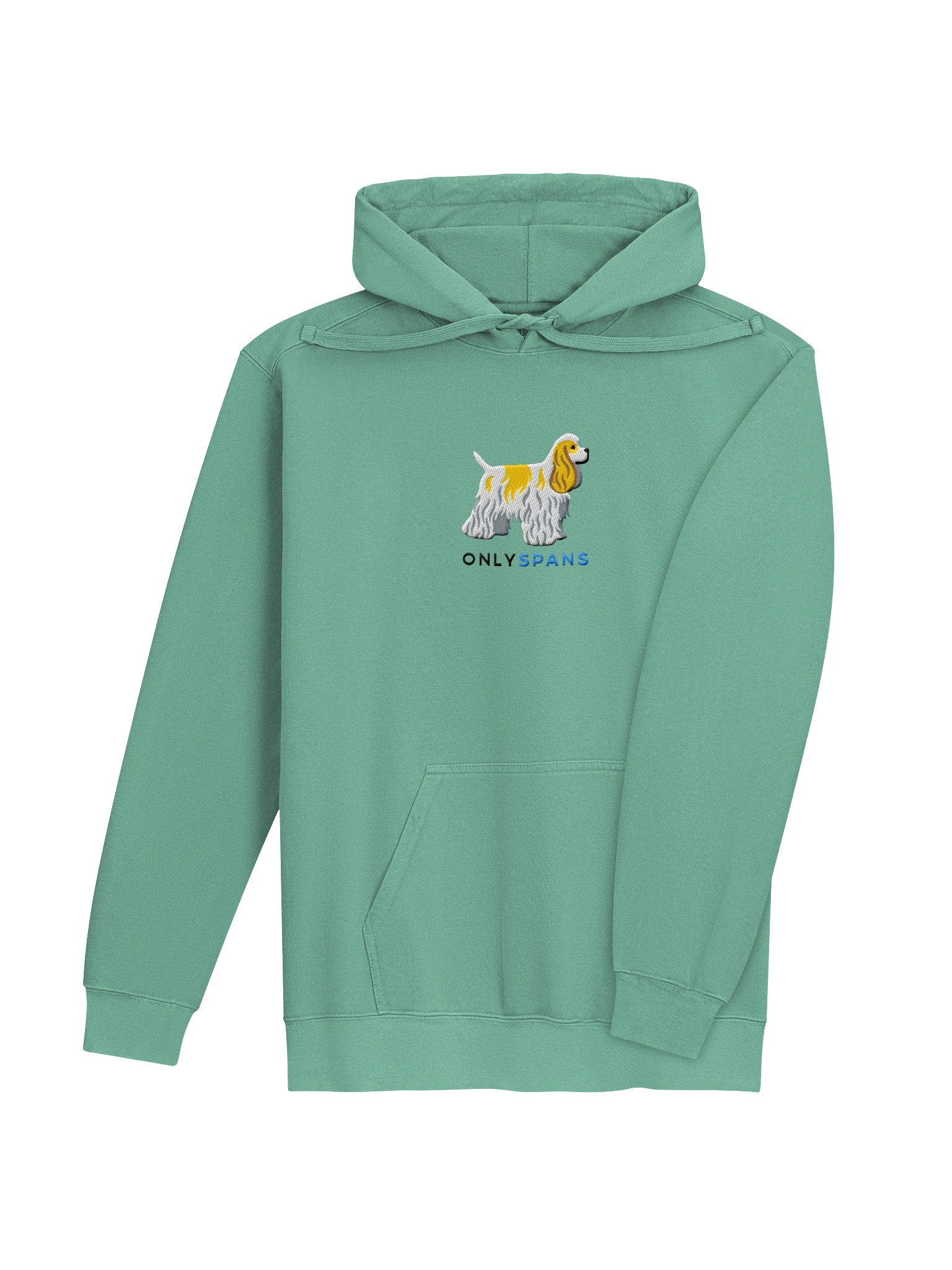 Only Spans Premium Hoodie (Embroidered) of an American Cocker Spaniel(Parti Lemon & White) product image (20)