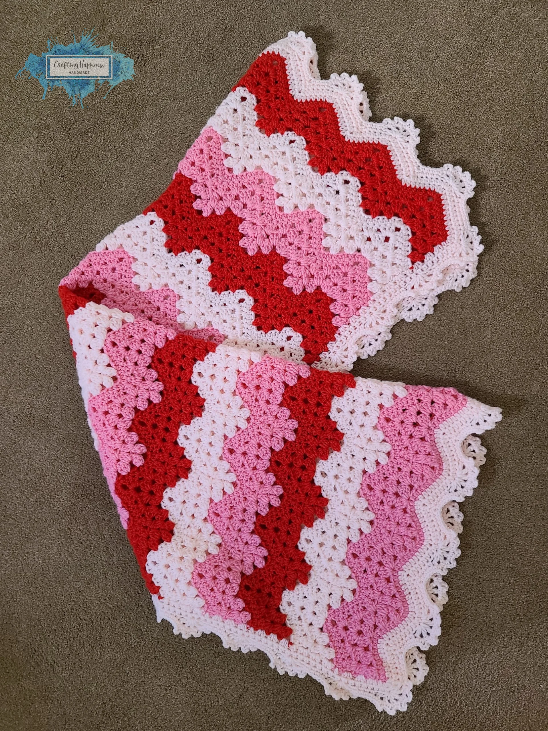Strawberry Ripple Crochet Baby Blanket Pattern | Granny Wave (PDF Pattern) product image (4)