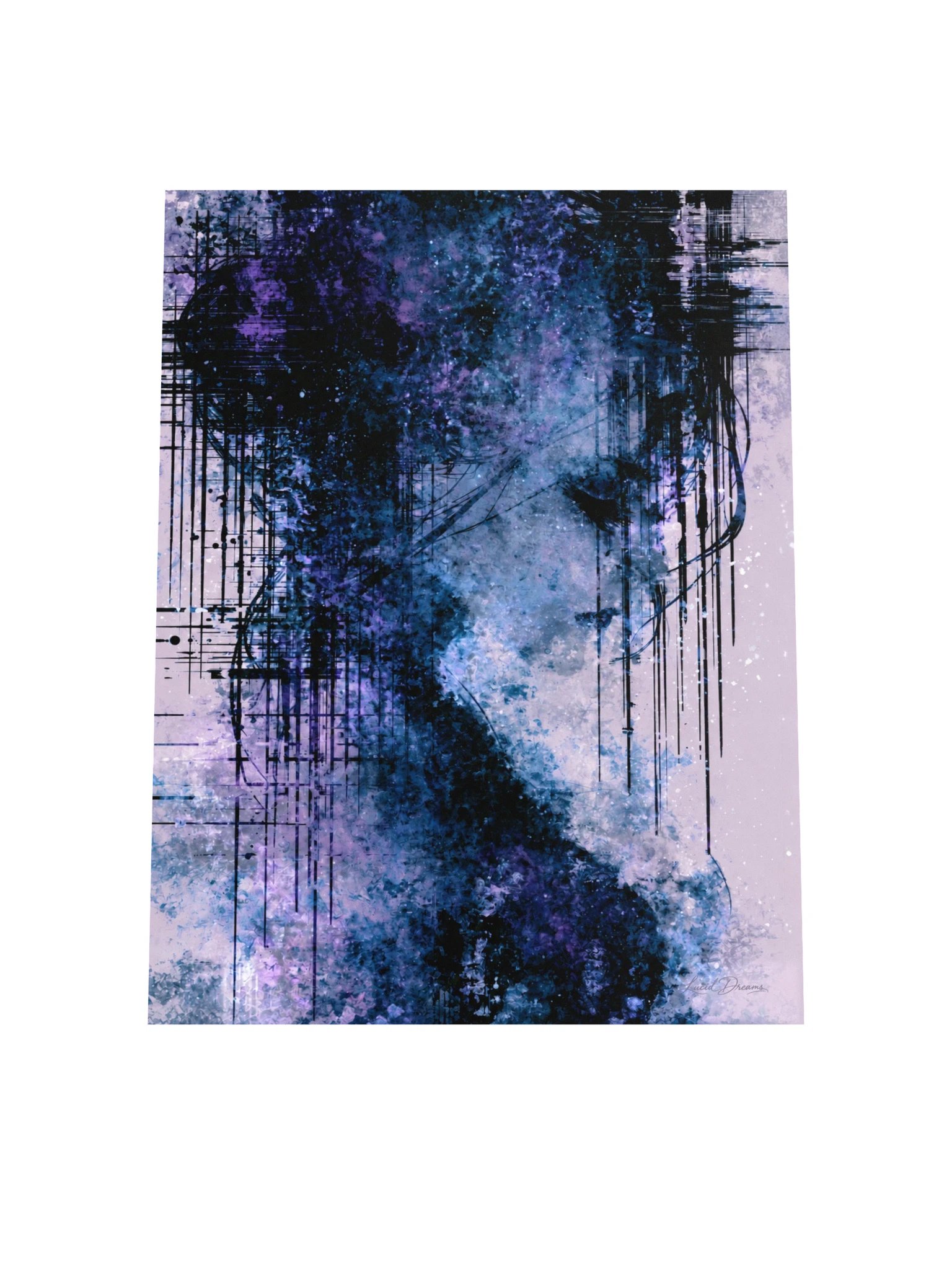 Abstract Blue Portrait Art Print — Echoes in the Static product image (4)