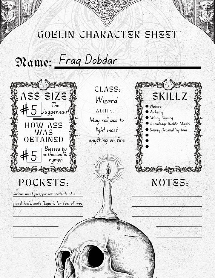 Goblin with a Fat A$$ | Character Sheets product image (1)