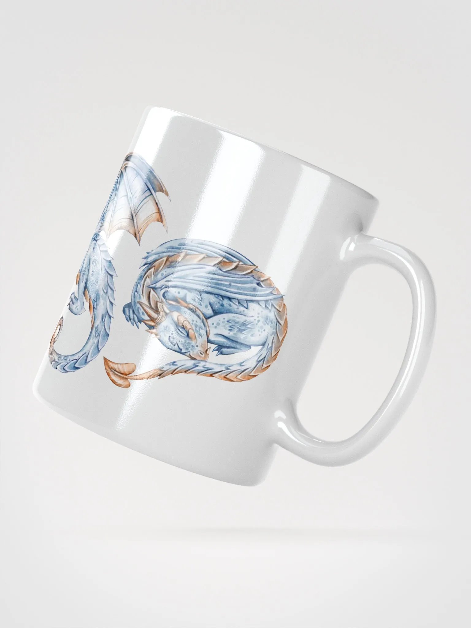 Blue Dragon Dreams Panoramic White Glossy Mug product image (2)