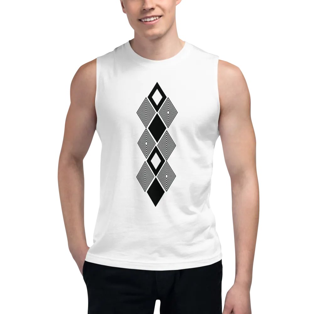 Black and white triangle design Muscle Tank product image (5)