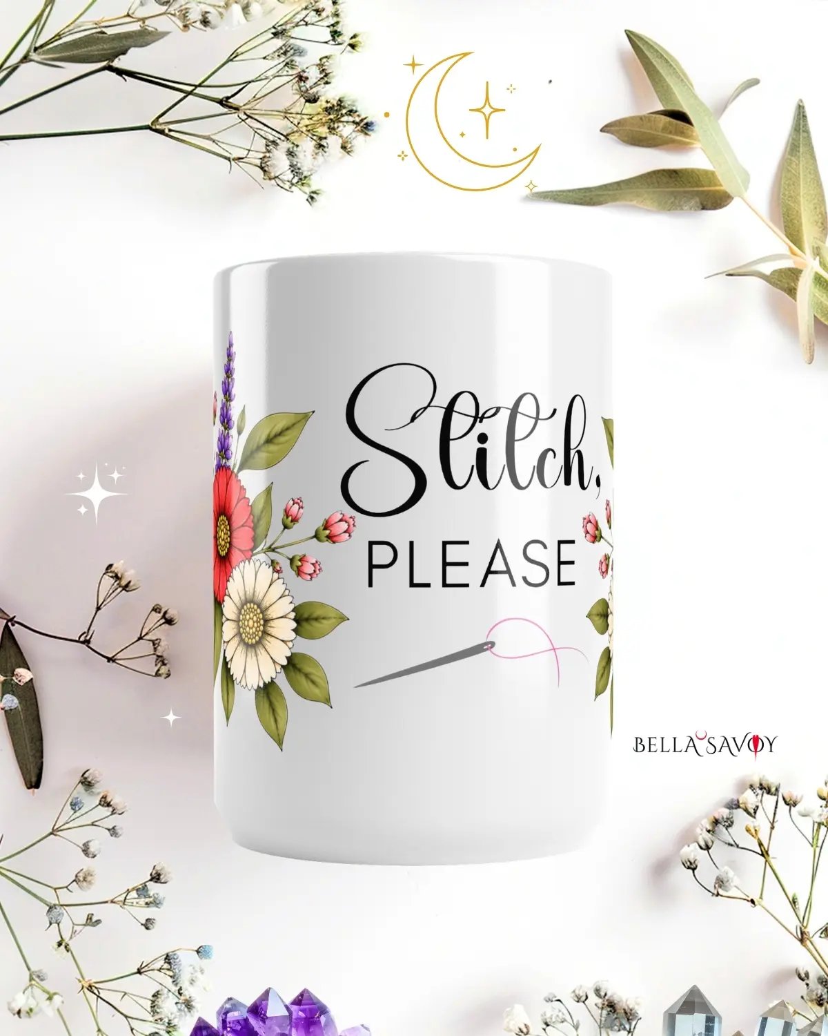 Stitch, Please Floral Mug for Stitch Craft Lovers product image (6)