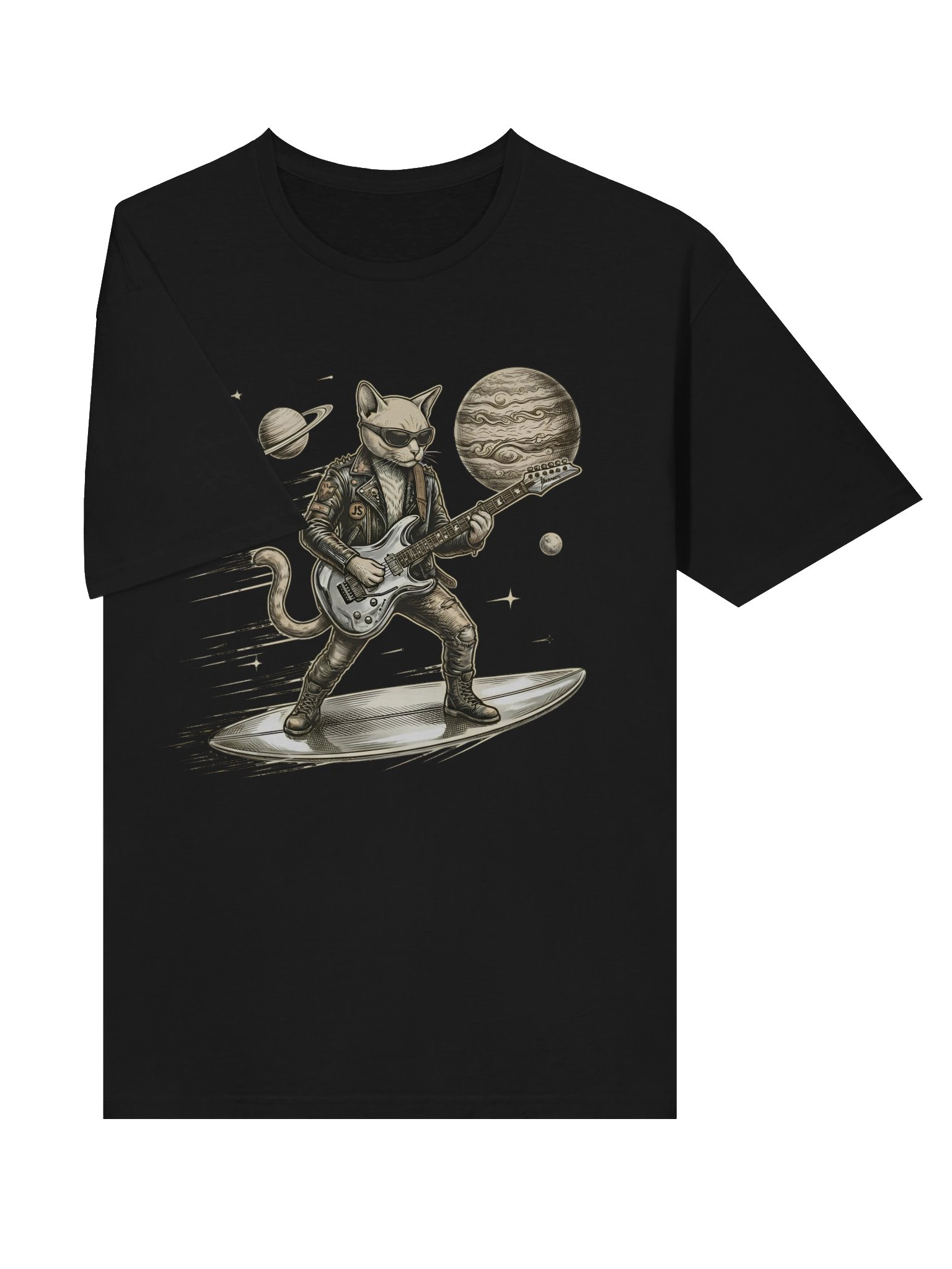 Surfing With the Alien Cat Guitar T-shirt product image (4)