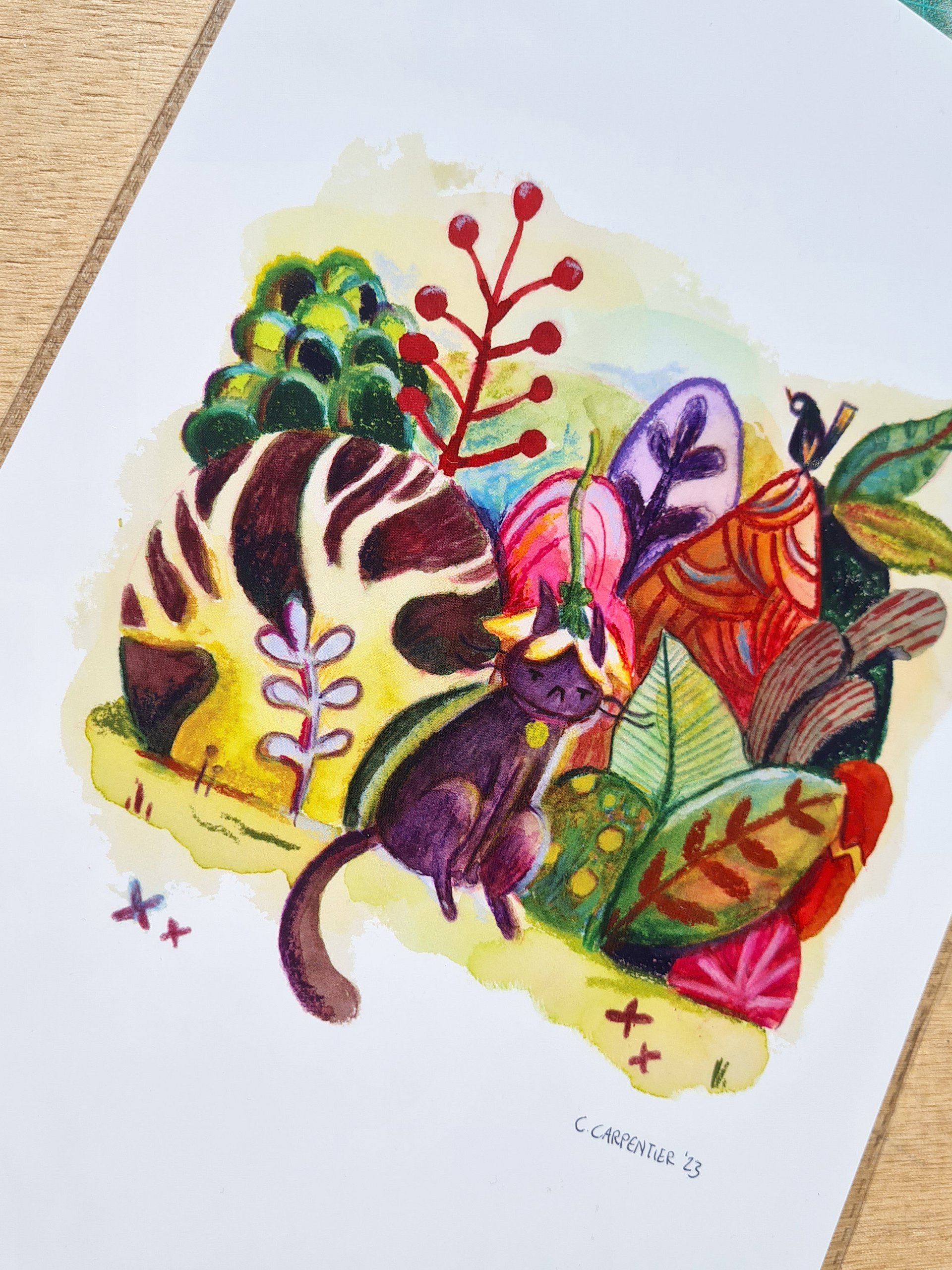 Flower Petal Cat Print A4 product image (2)