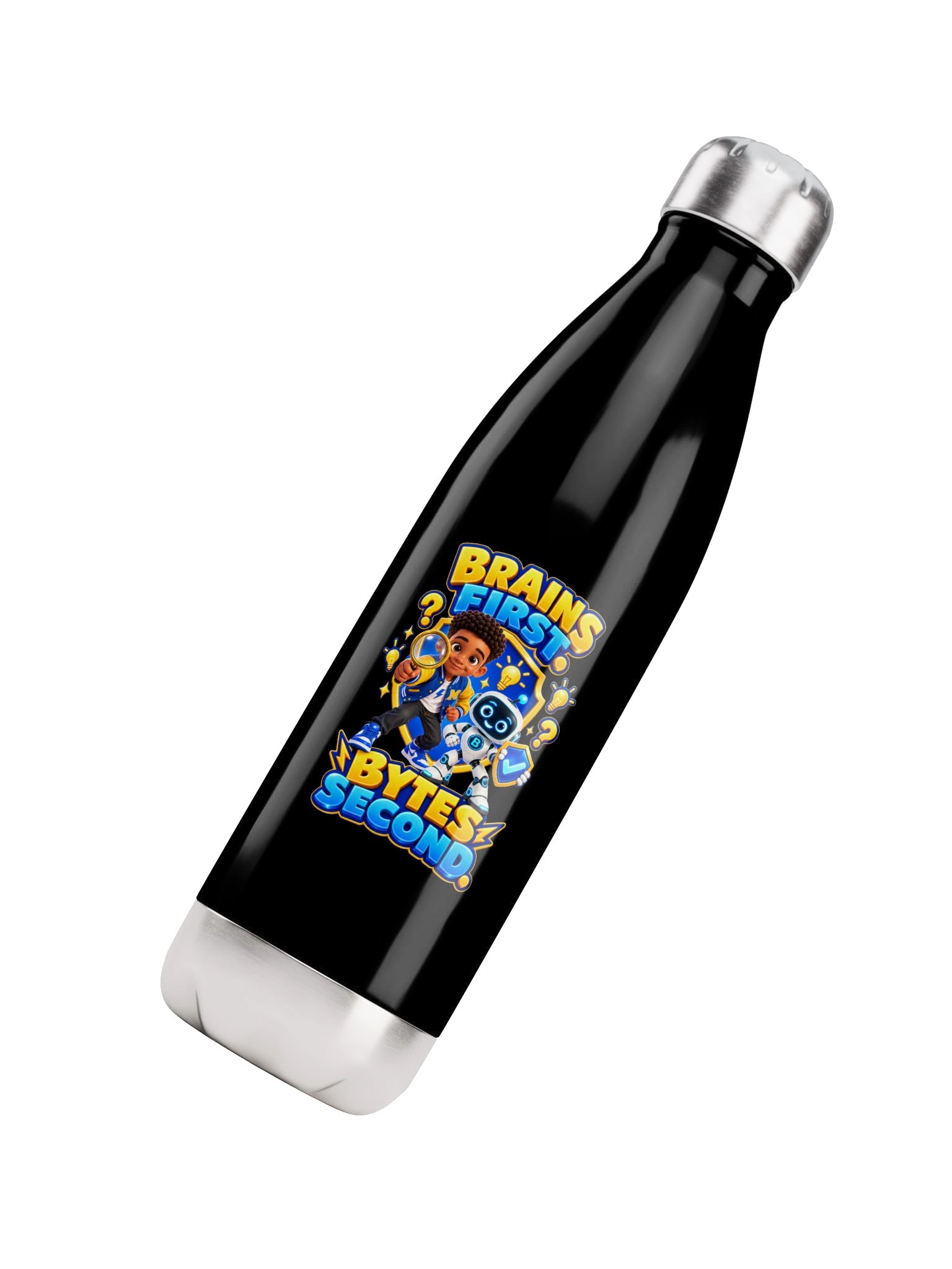 Brains First. Bytes Second. Stainless Steel Water Bottle | Marcus & Byte product image (8)