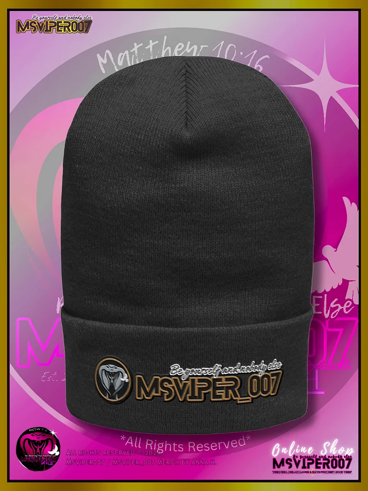 Cuffed Beanie [ Embroidered Design(s) ] - "MsViper_007™ Brand [gld-yllw/blk/V1] - Support&Sport" Stylish Beanie by Anna H. product image (1)
