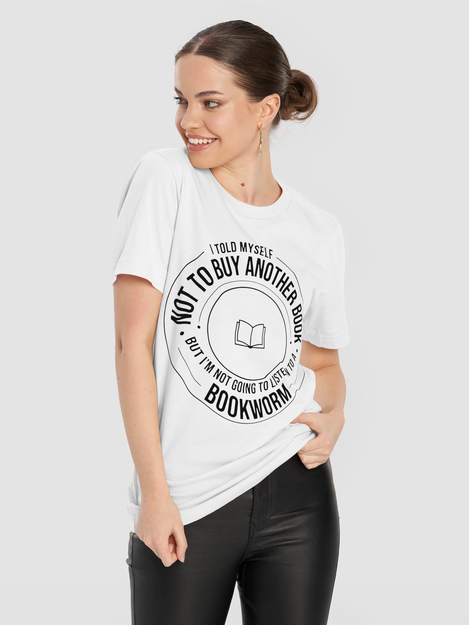 EA Bookworm Behaviour – Not To Buy Another Book Funny T-Shirt (Black Ink) product image (1)