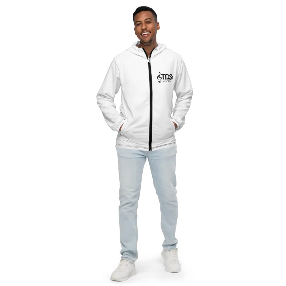 TDS Music Unisex Lightweight Water-Resistant White Windbreaker Jacket product image (4)