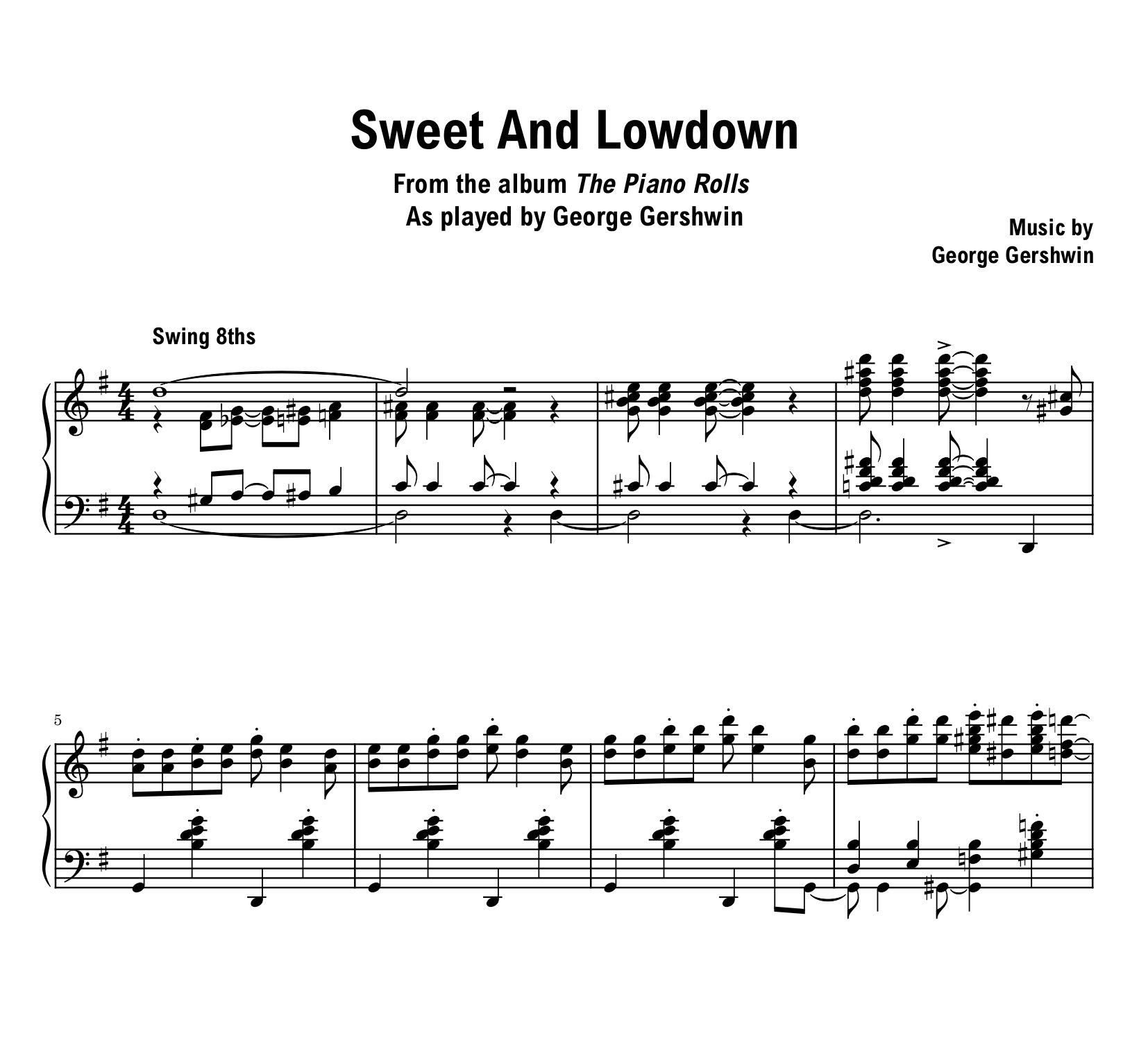 George Gershwin - Sweet And Lowdown - Sheet music (PDF) product image (1)