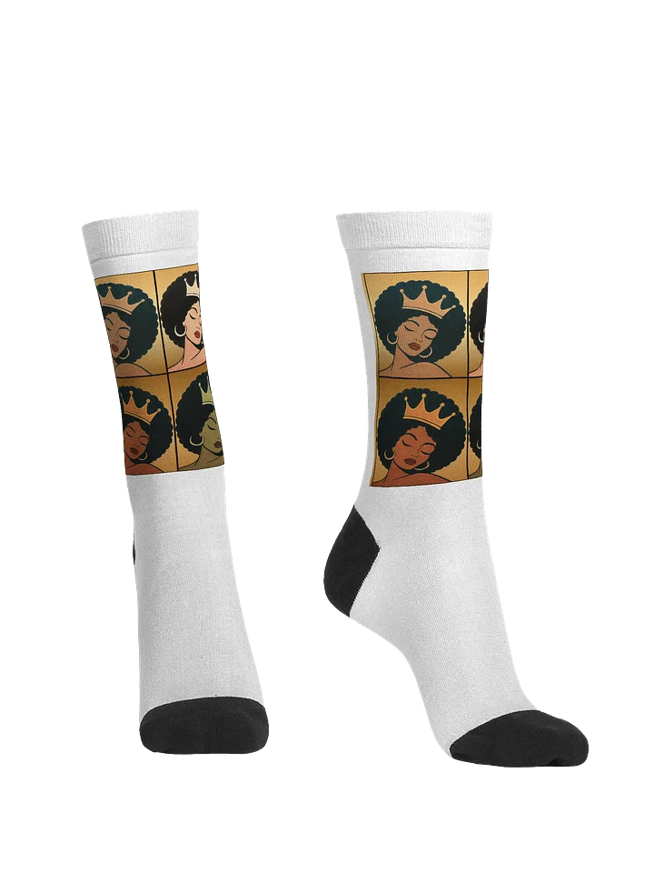 Poised Princess Crowned Afro Tile Crew Socks product image (2)