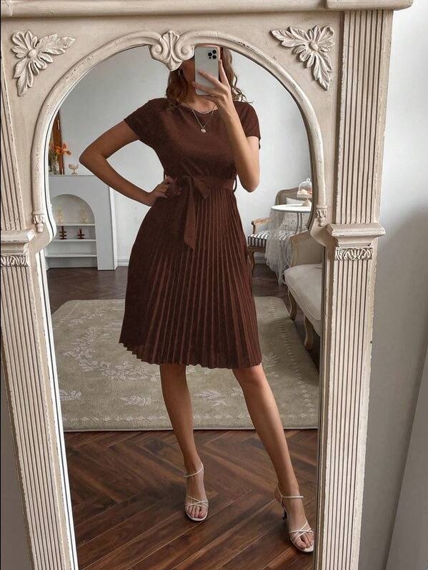 Adlest EMERY ROSE Pleated Hem Self Belted Dress product image (10)