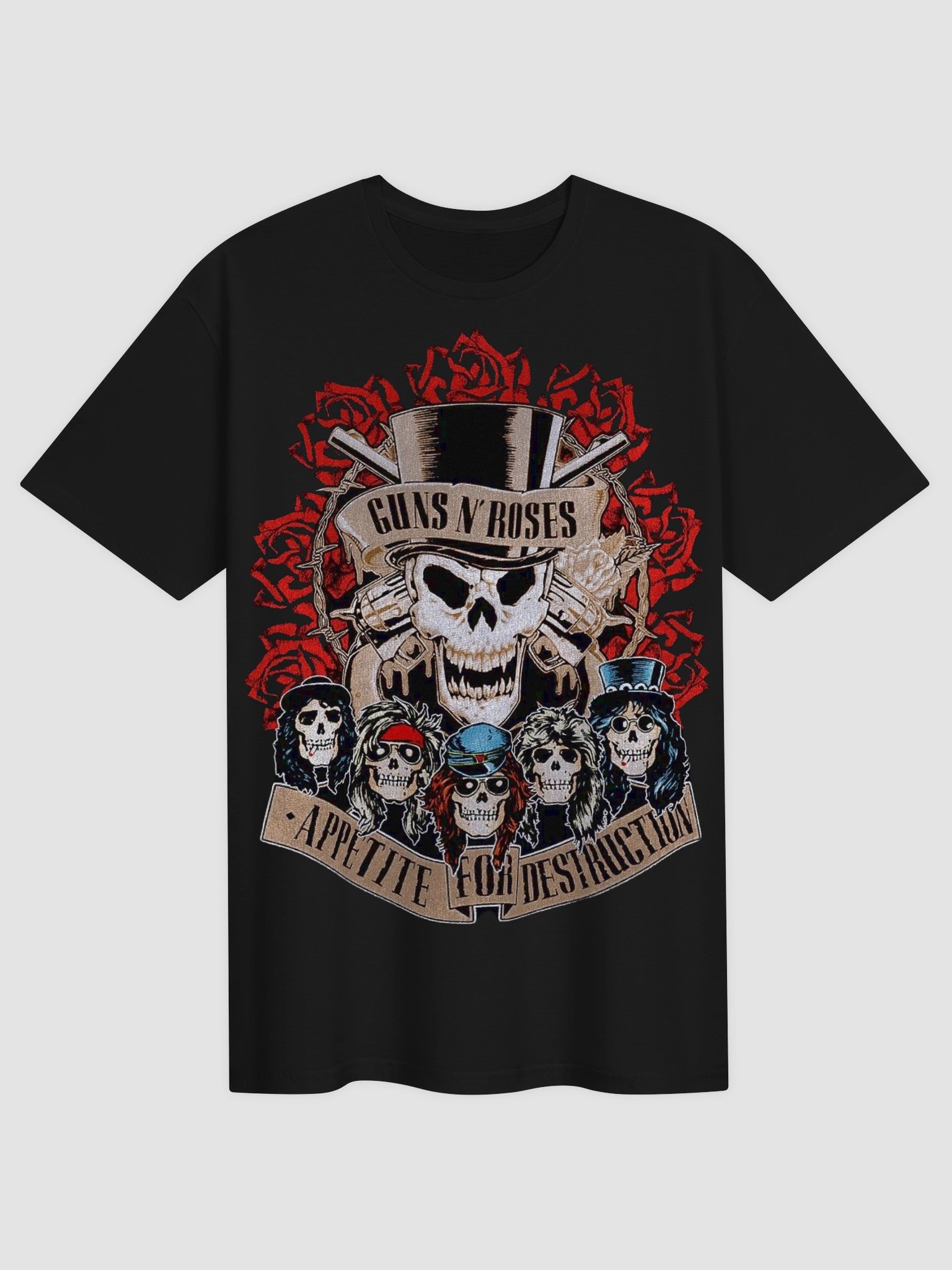 Guns N' Roses Appetite for Destruction T-Shirt | Skull Roses Crest Graphic Tee | Vintage Hard Rock Collector Shirt product image (2)