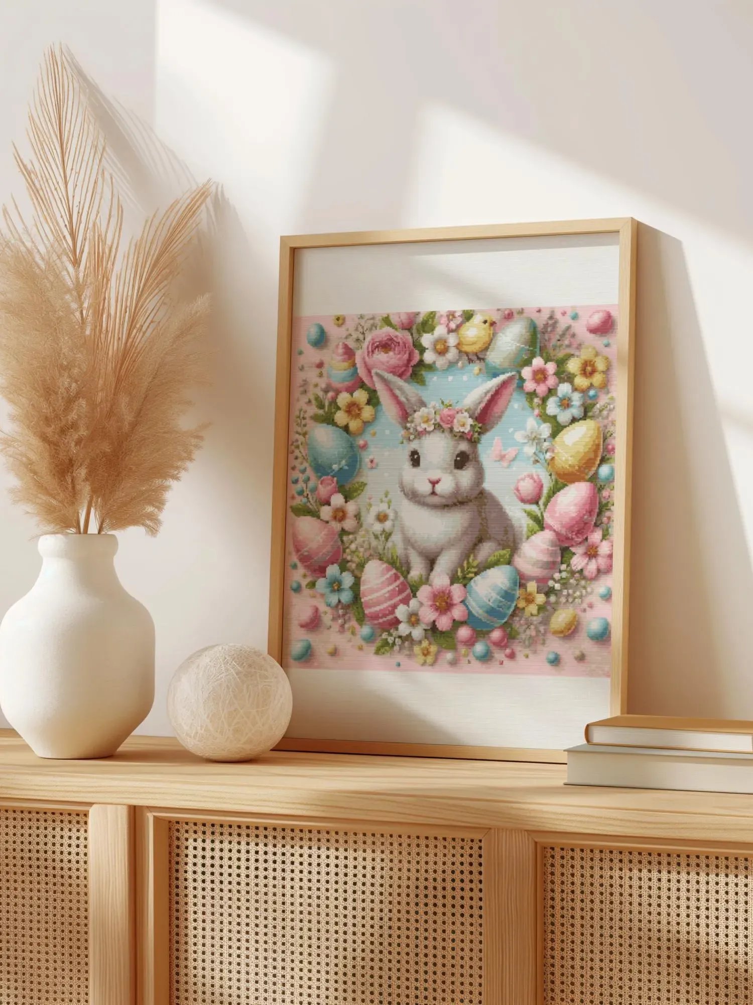Easter Bunny Wreath Cross Stitch Pattern product image (5)