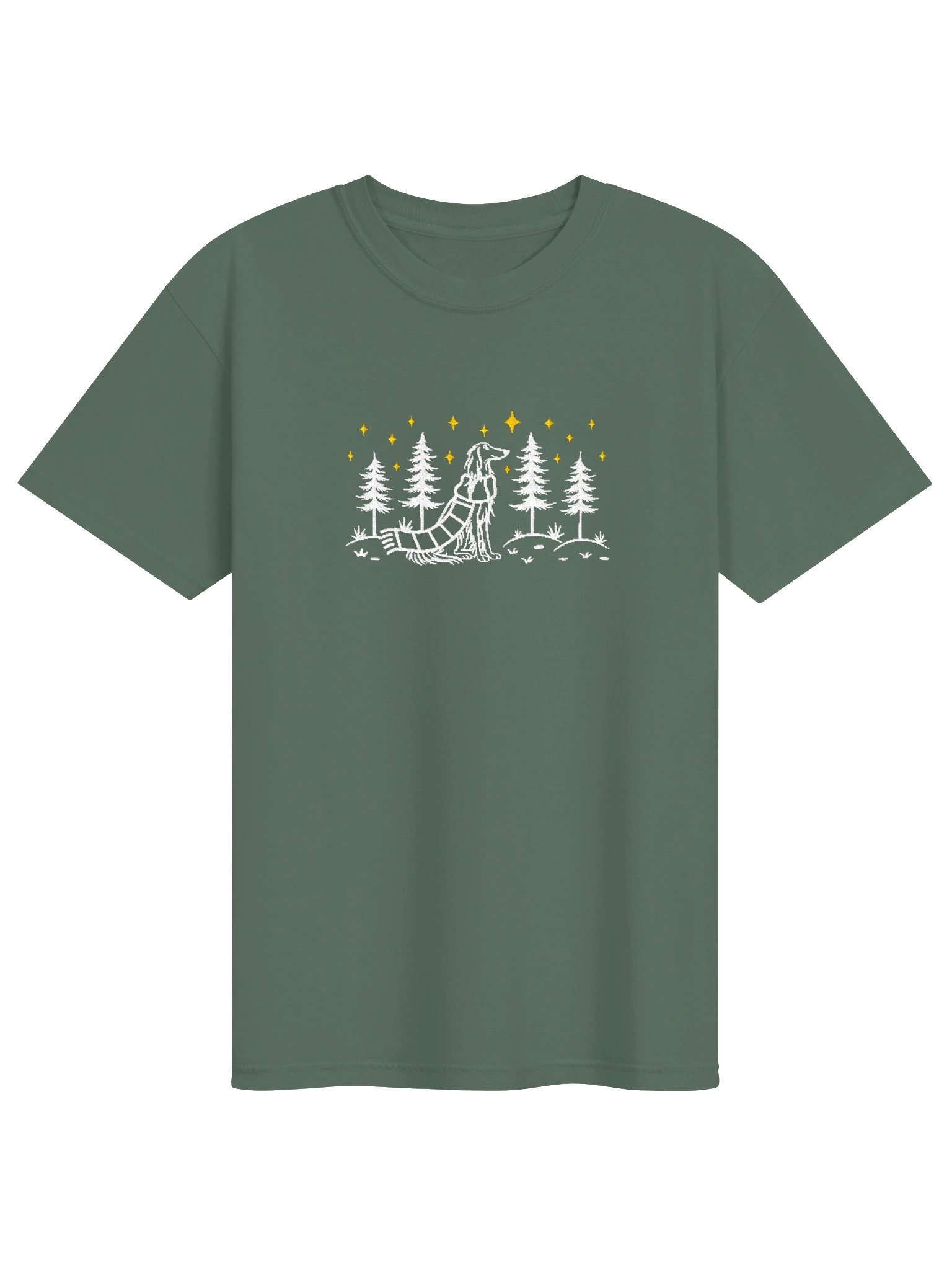 Saluki Winter/Christmas Line Art Design Embroidered T-Shirt product image (19)