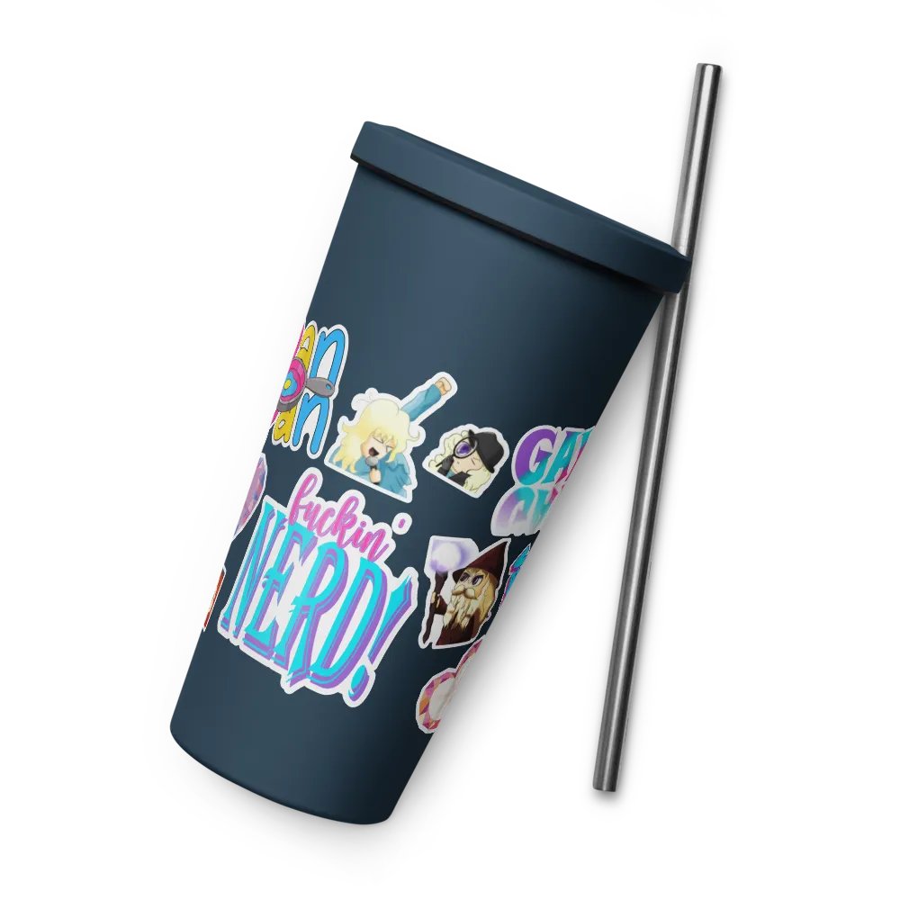 Faux Sticker Insulated Tumbler with Lid and Straw product image (9)