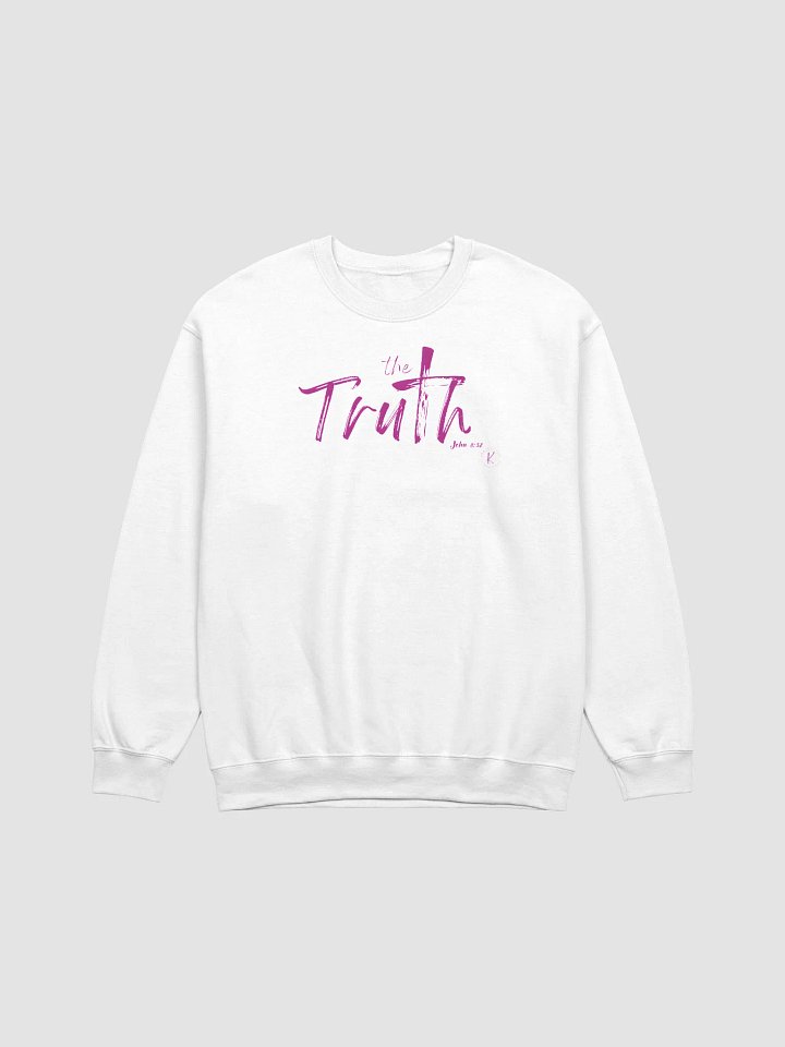 The Truth white sweatshirt with pink graphic product image (1)