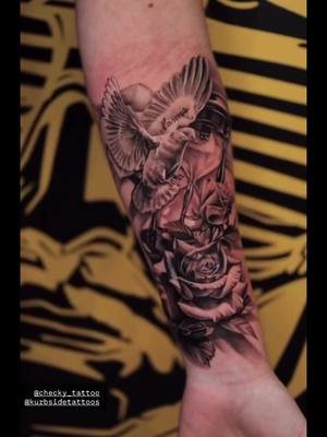 In loving memory 🕊️ 🌹 #fyp #fypシ゚  #tattoo #memorialtattoo #tattoogirl #tattootiktok 