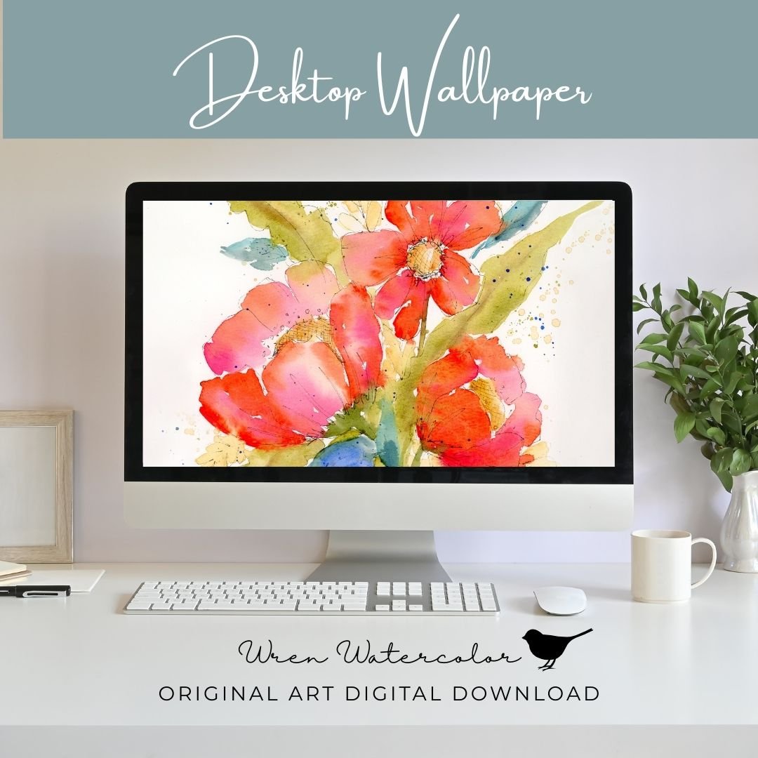 Poppin' Poppies Watercolor Digital Wallpaper Bundle product image (5)