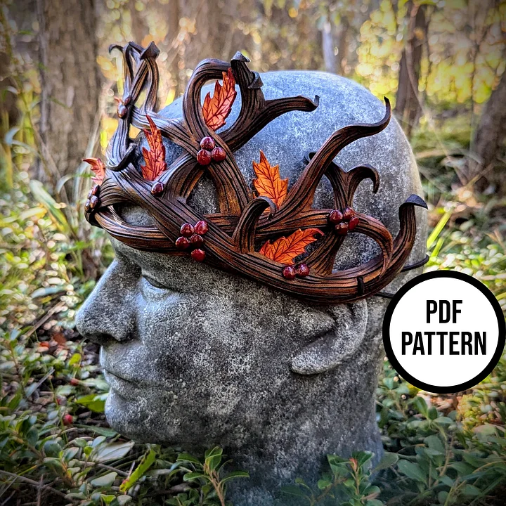 Autumn Elven King Crown - PDF Pattern for Leather product image (2)