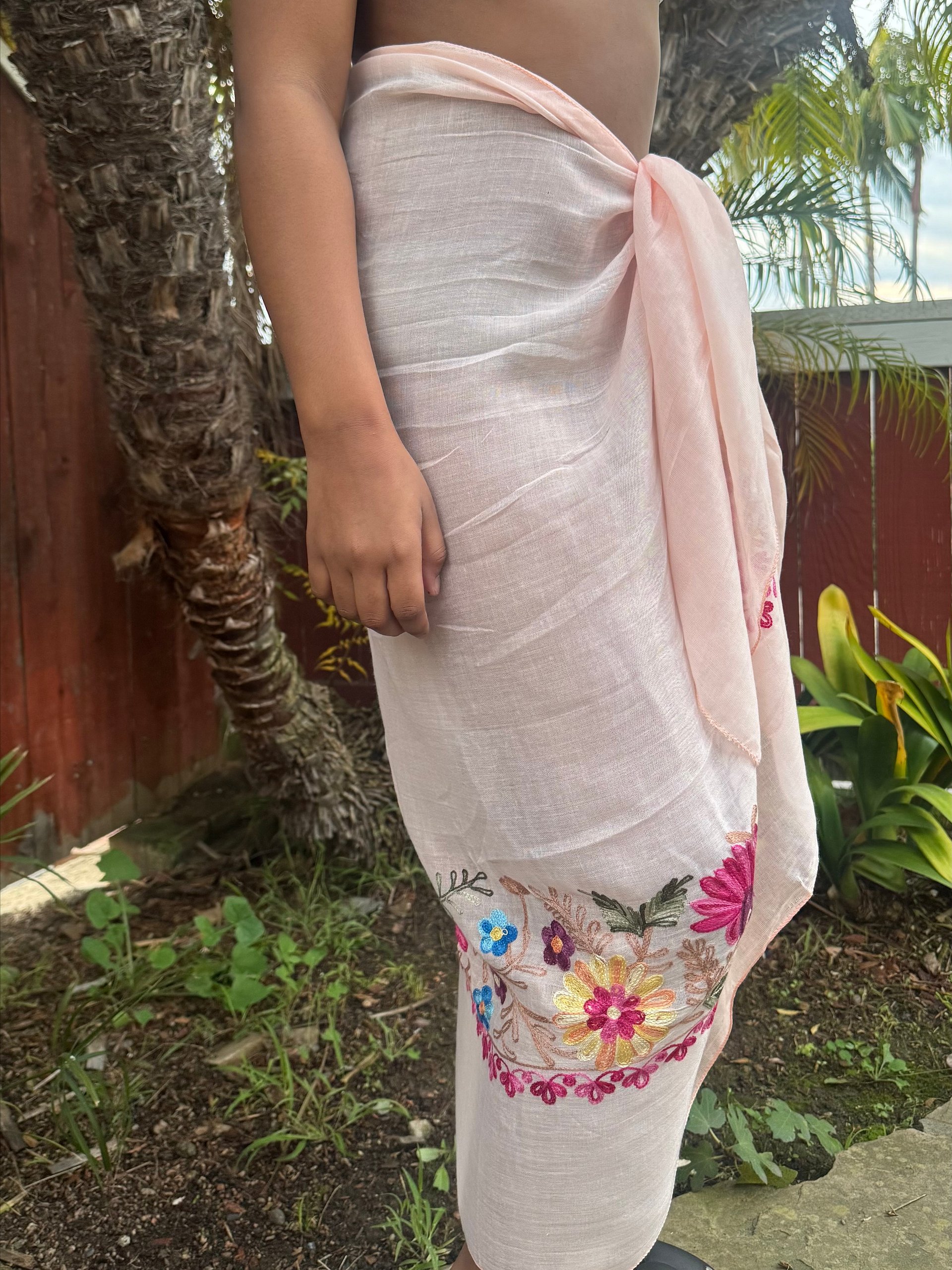Sheer Embroidered Sarong - Pink product image (4)