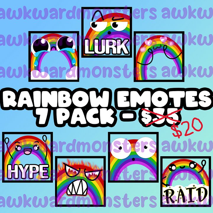 7 Pack of Rainbow Themed Emotes product image (1)