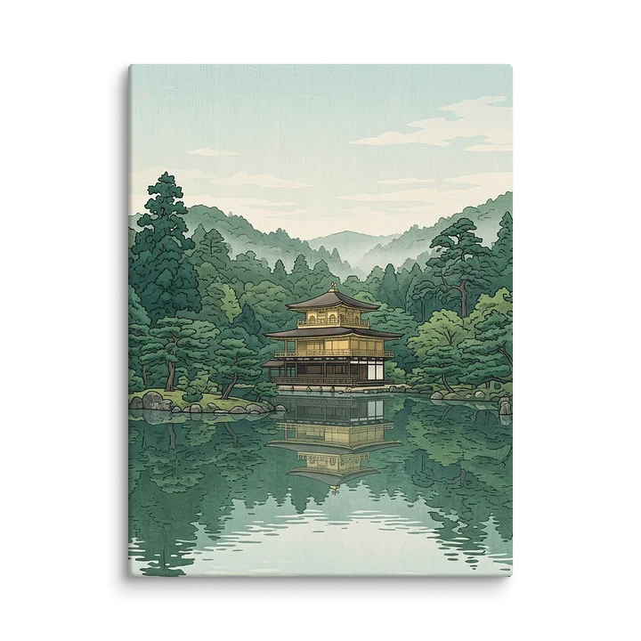 Golden Pavilion Zen Canvas – Japanese Minimalism Wall Art product image (1)