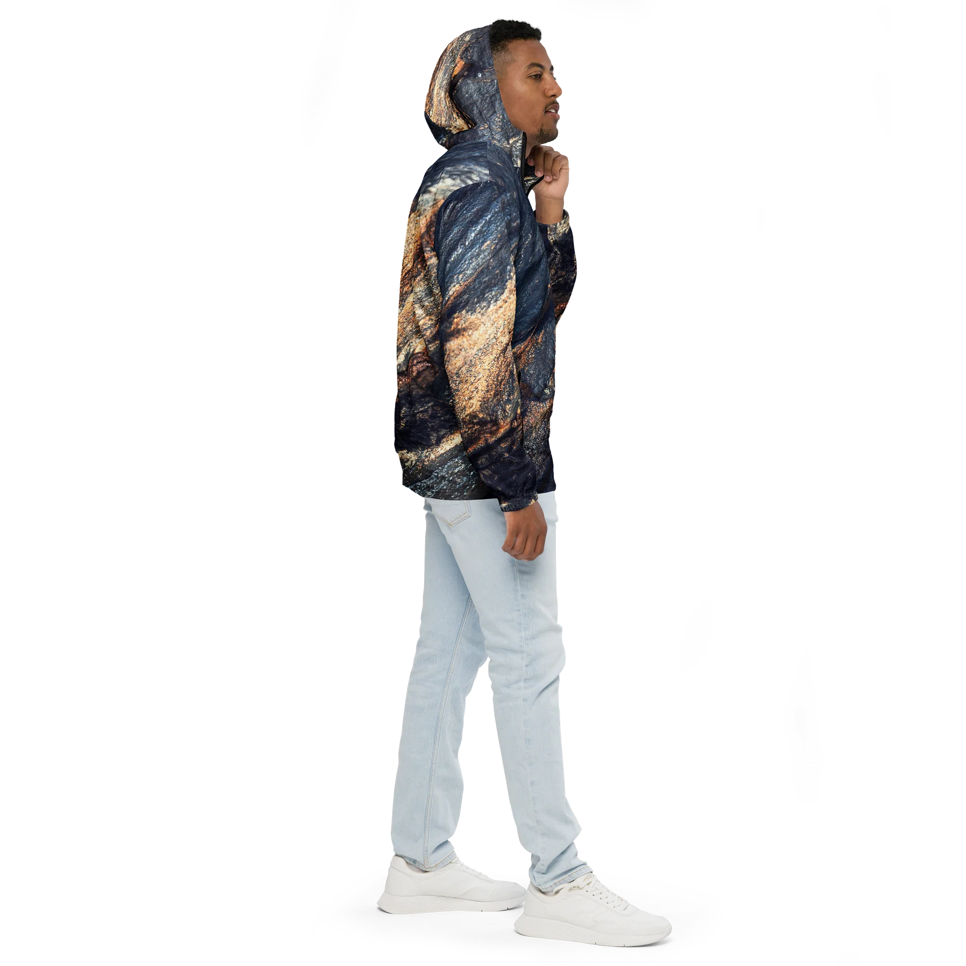 Obsidian Vein Unisex All-Over Print Dark Mineral Lightweight Windbreaker product image (5)