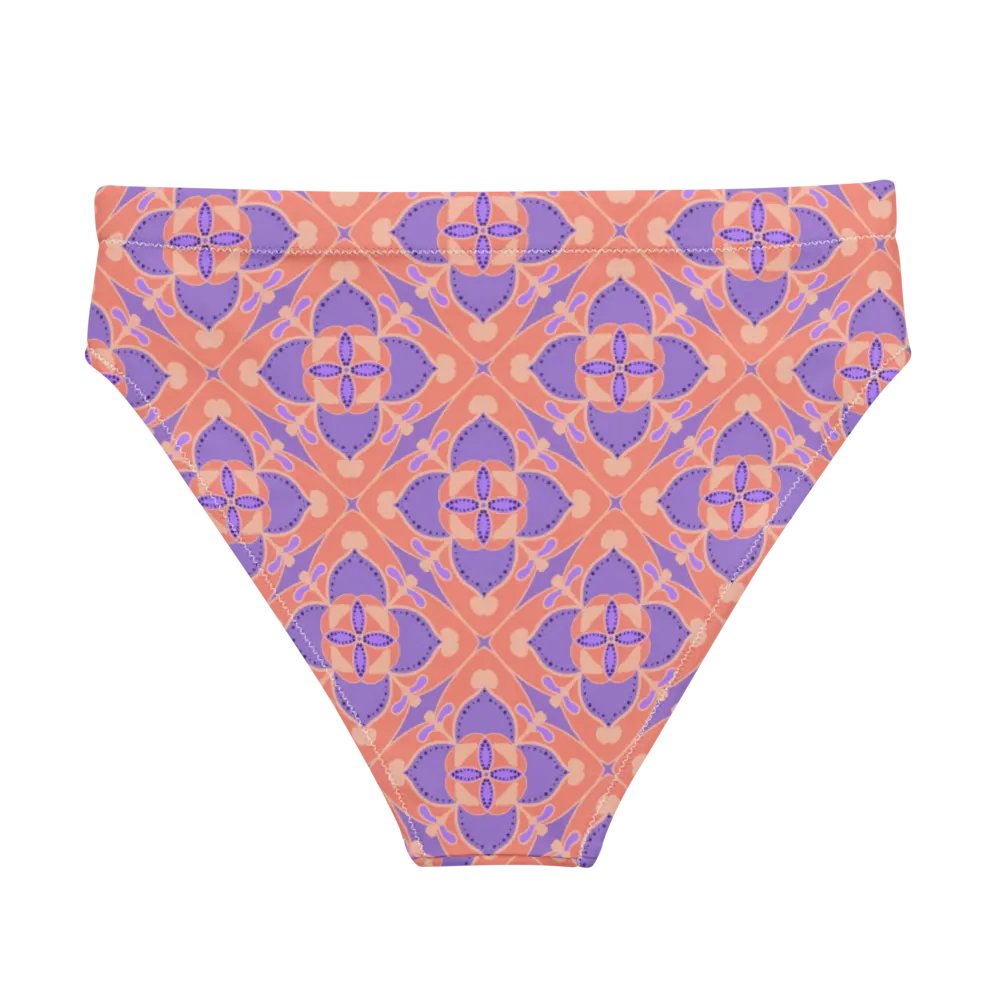 Pastel Orange and Mauve Pattern High Waisted Bikini Bottom product image (2)