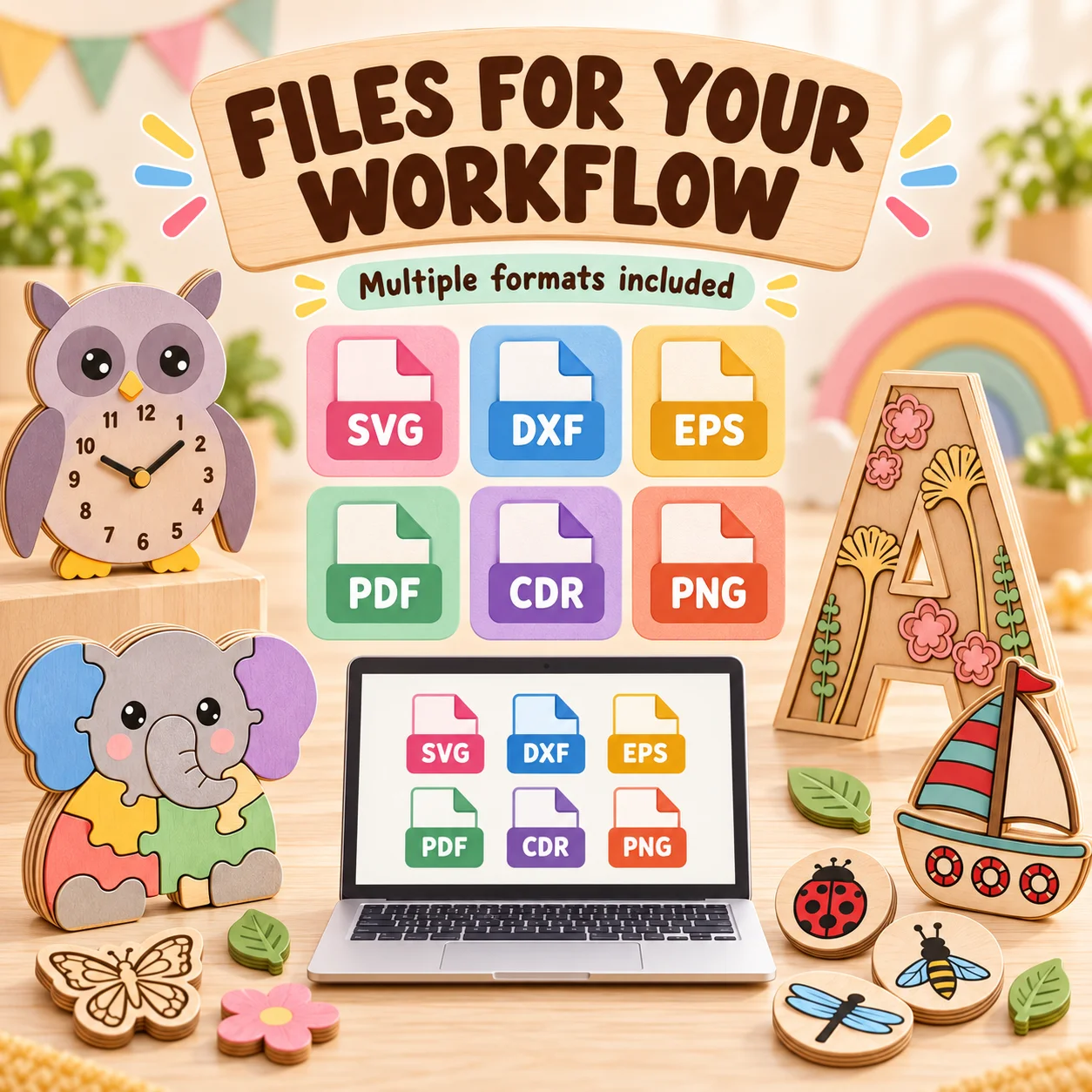 620+ Kids Laser Cut Files Bundle | Puzzles, Toys & Nursery Decor product image (3)