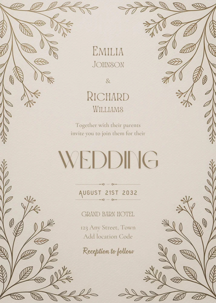 Editable Vintage Wedding Invitations | Edit in Canva | Instant Download Template | Beige Gold product image (3)