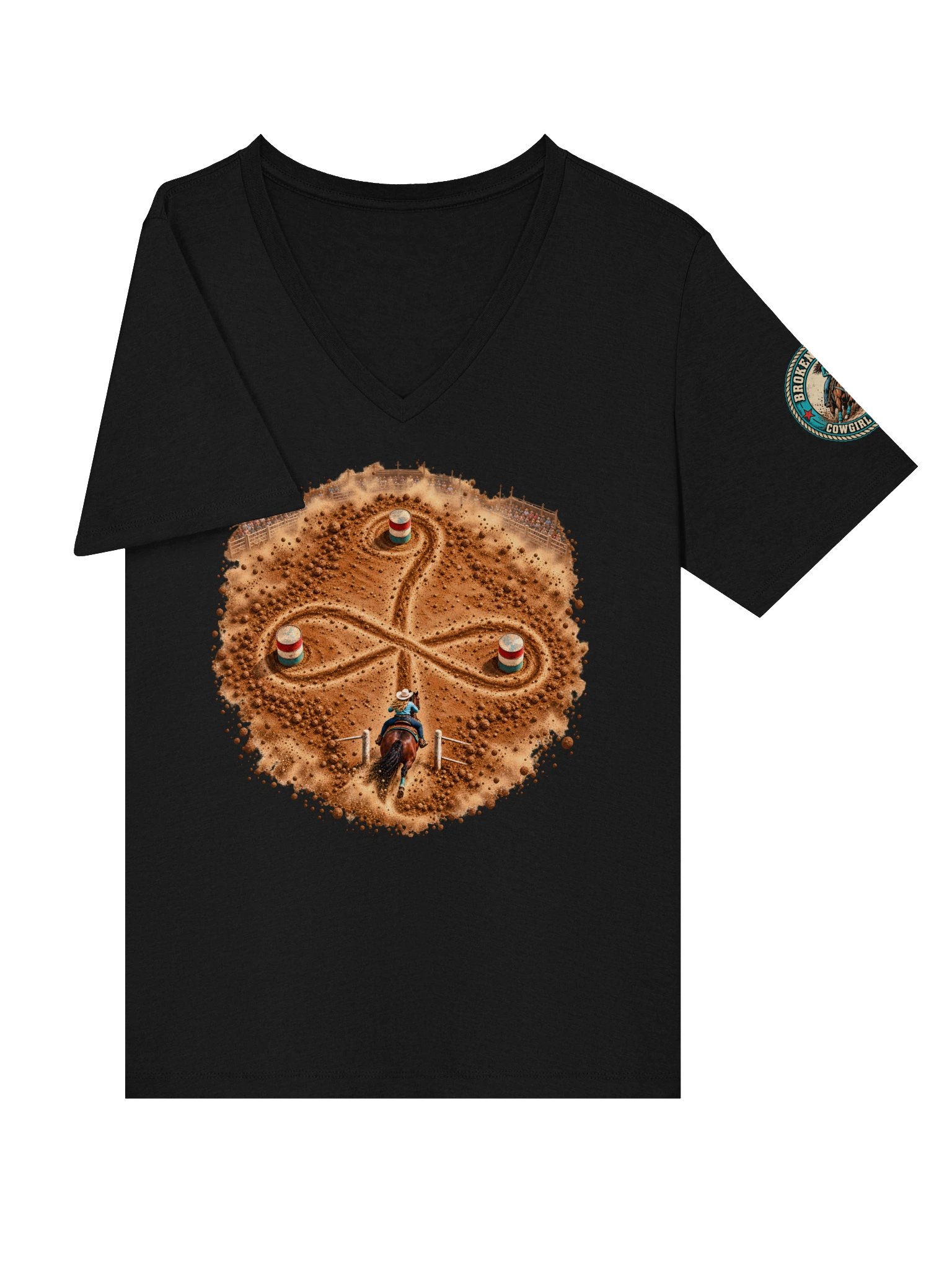 Barrel Racing V-Neck — Cloverleaf Overhead Rodeo Shirt | Broken Cowgirl™ product image (5)