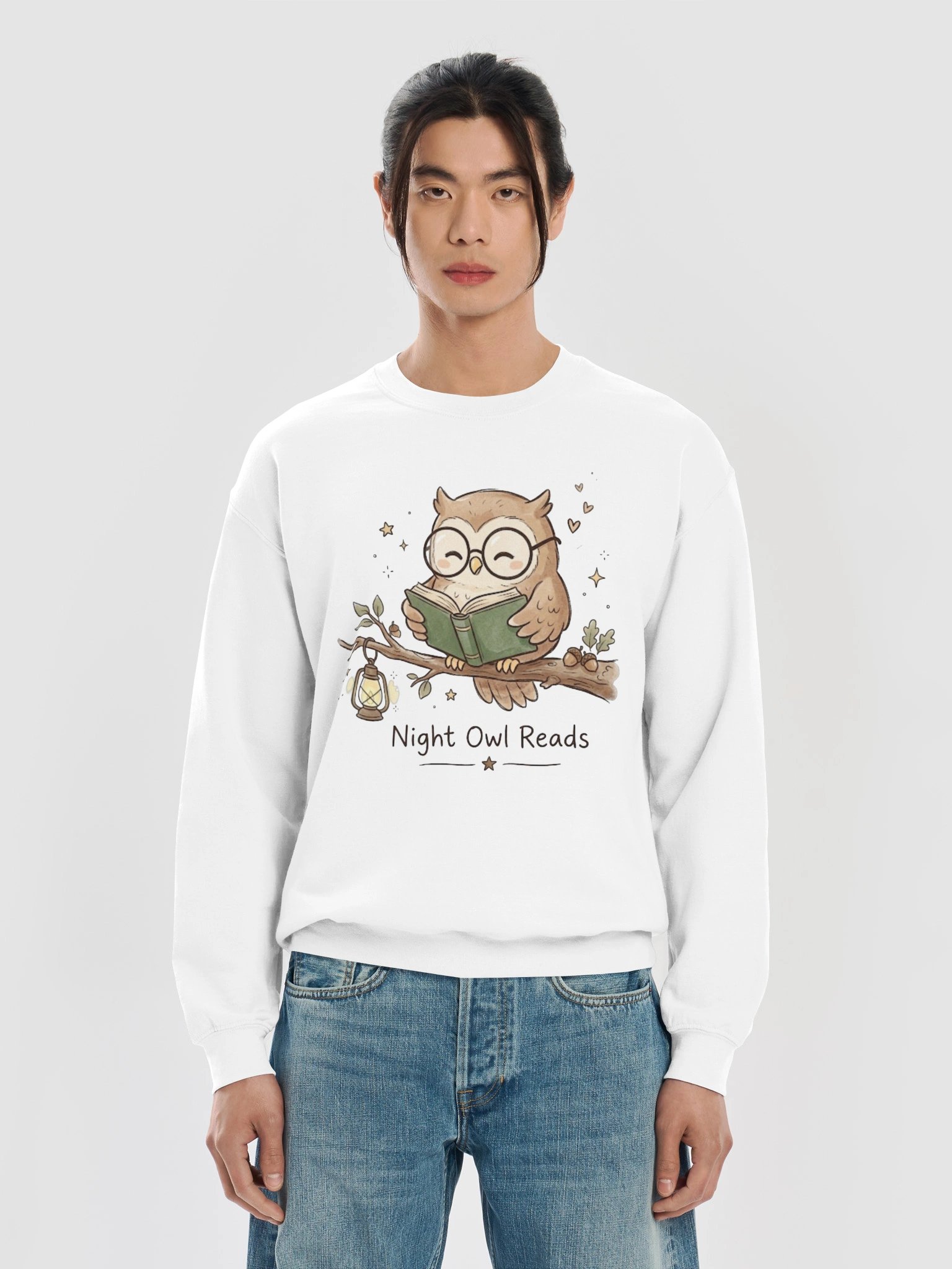Night Owl Reads Sweatshirt, Cute Book Lover Gift, Cozy Reading Crewneck product image (16)