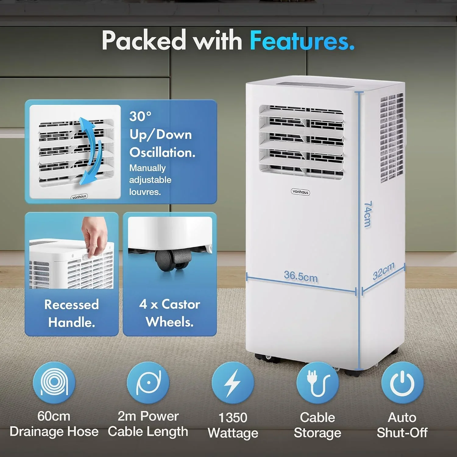12000 BTU Portable Air Conditioner with WiFi, Dehumidifier, Sleep Mode & Remote Control product image (9)