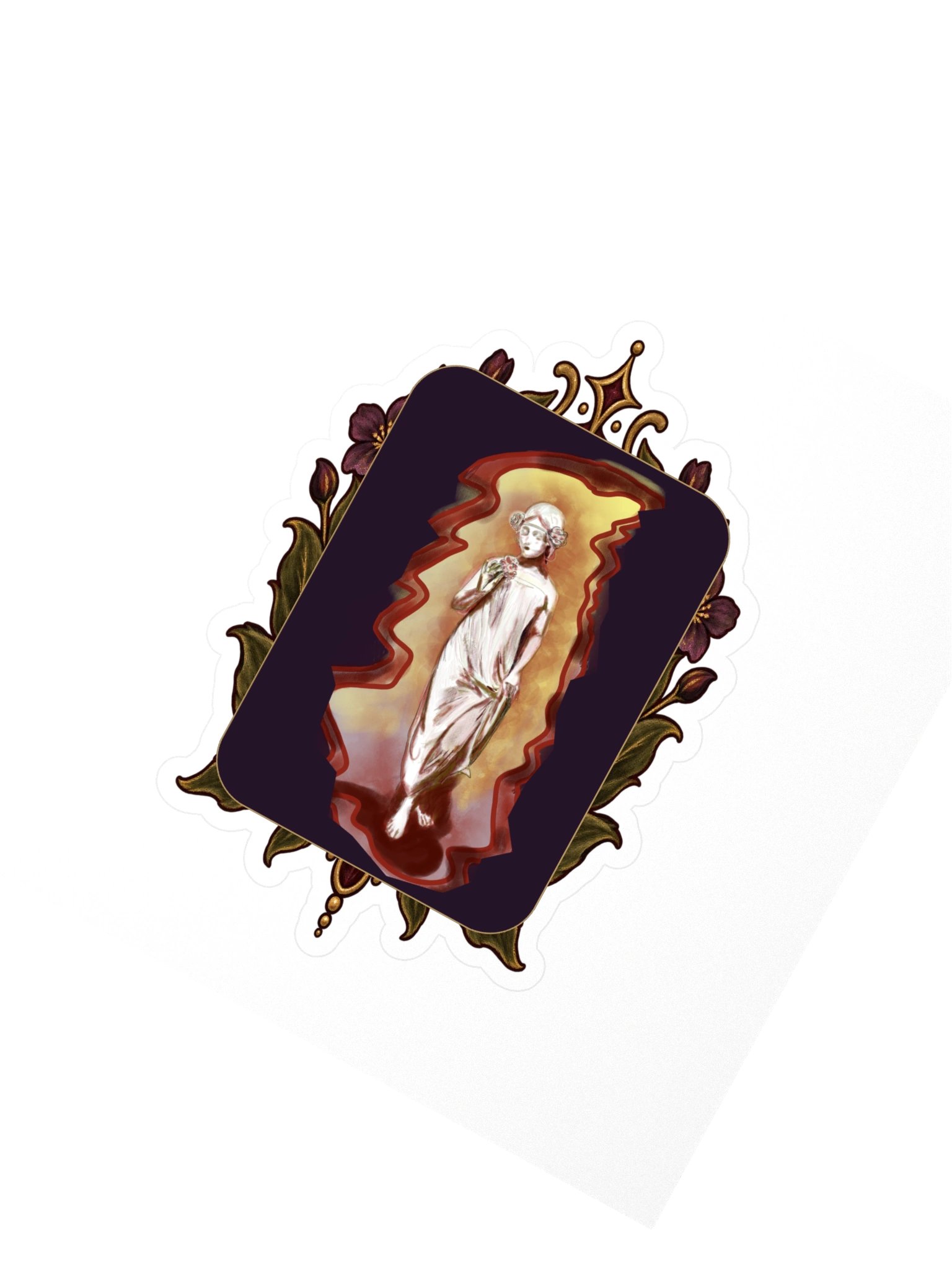 Ornate Gothic Floral Figure Kiss Cut Sticker product image (2)