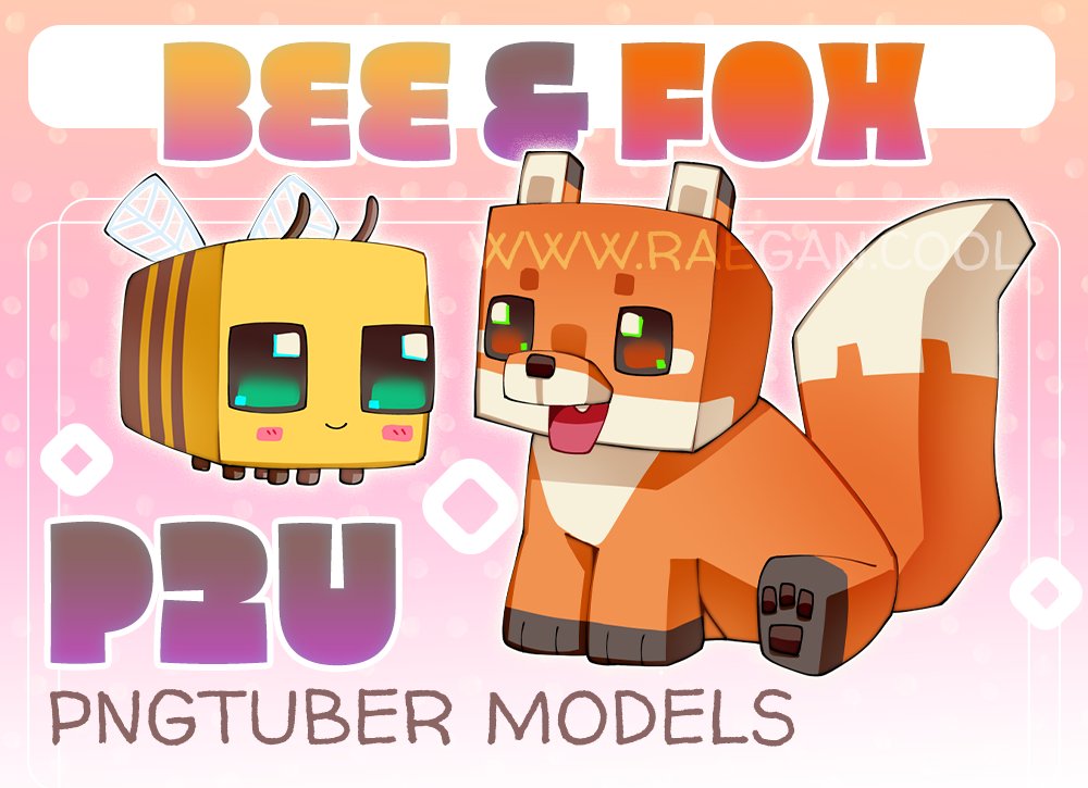 blocky fox + bee pngtuber models product image (1)