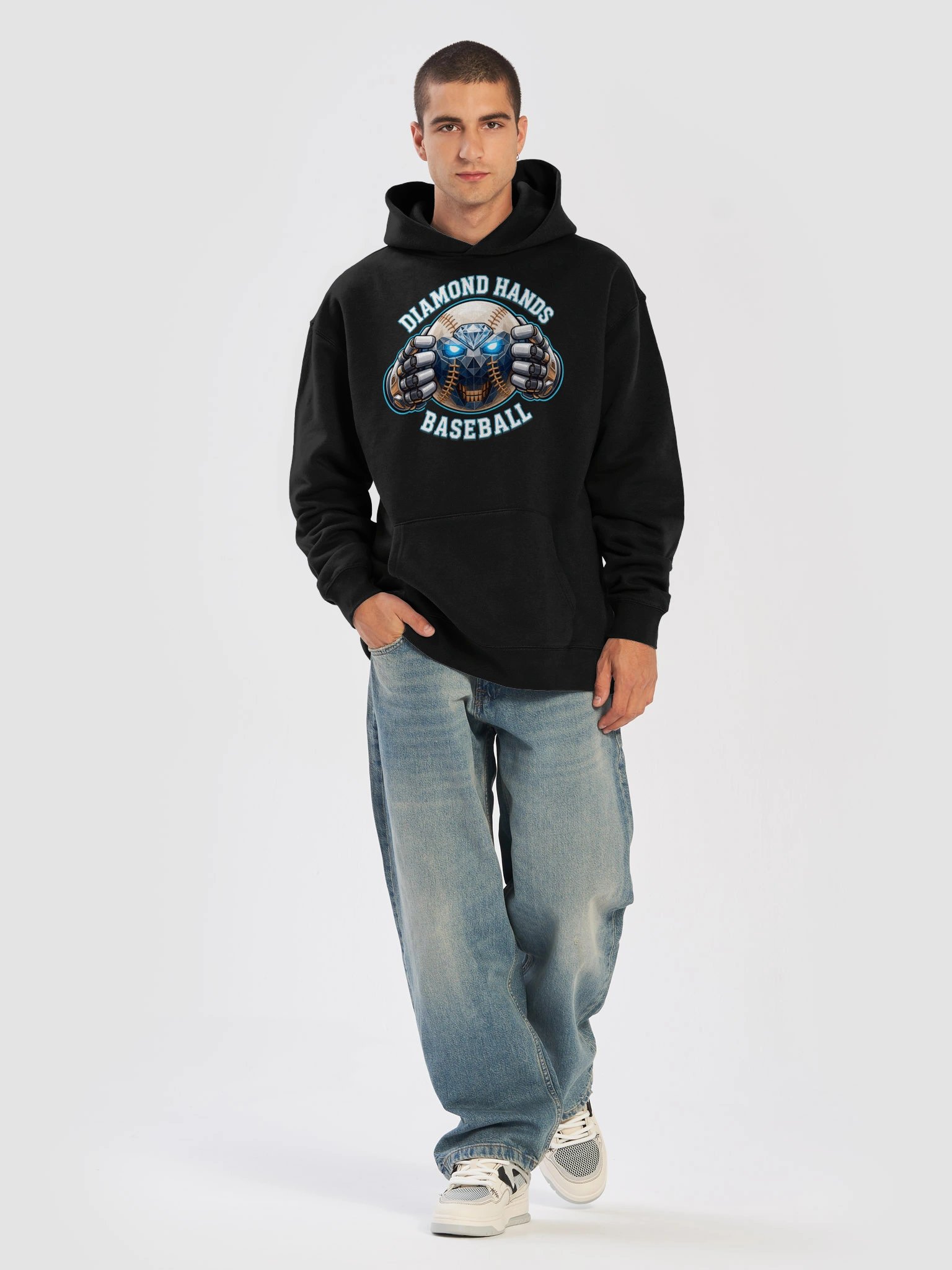 Diamond Hands Baseball Cyborg Skull Hoodie product image (4)
