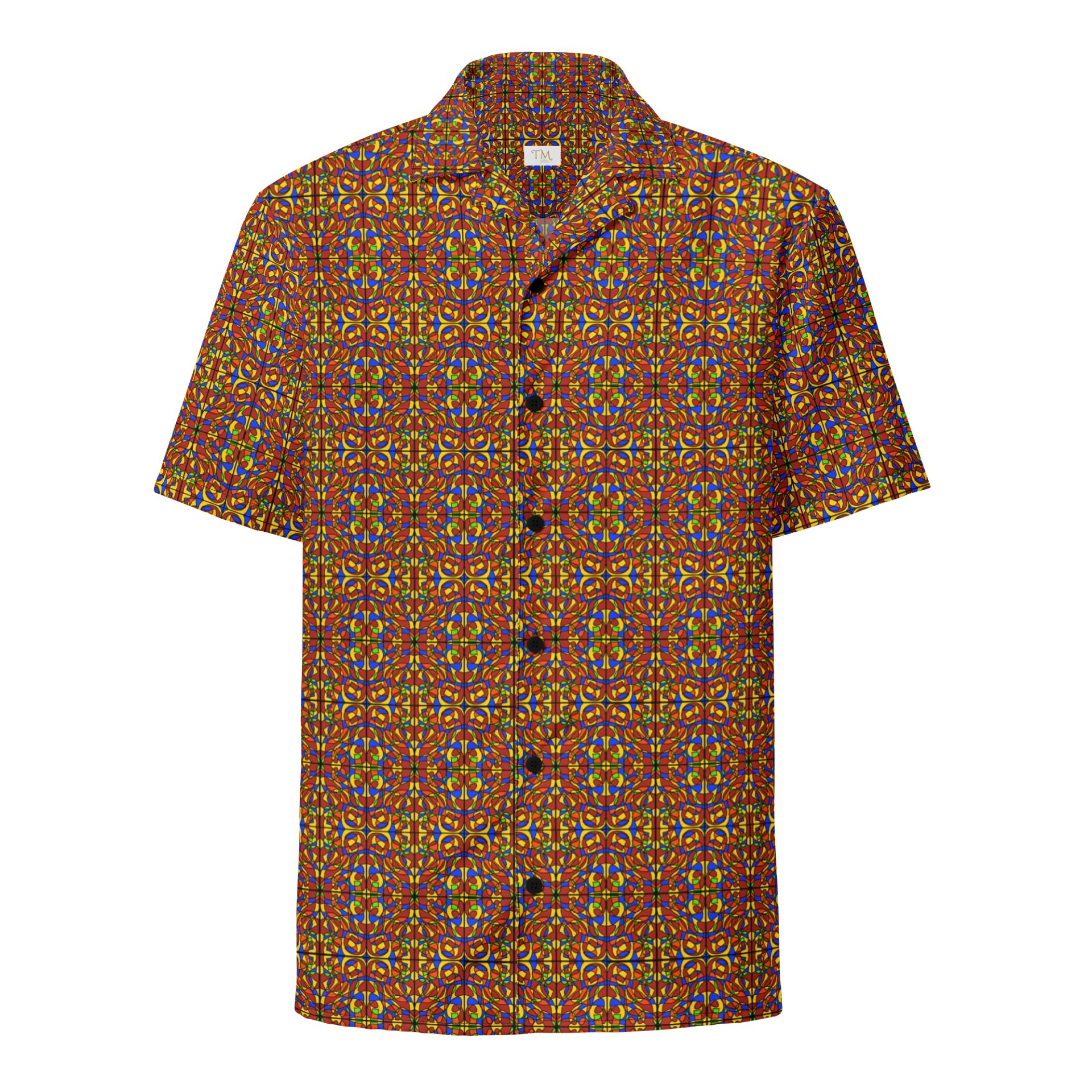 Orange Stained Glass – Vibrant Orange Pattern Hawaiian Shirt product image (1)