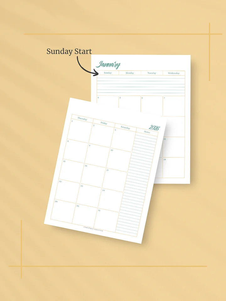 Sunshine Skies 2026 Calendar - 2 Pages per Month, Sunday Start, Letter Size product image (2)