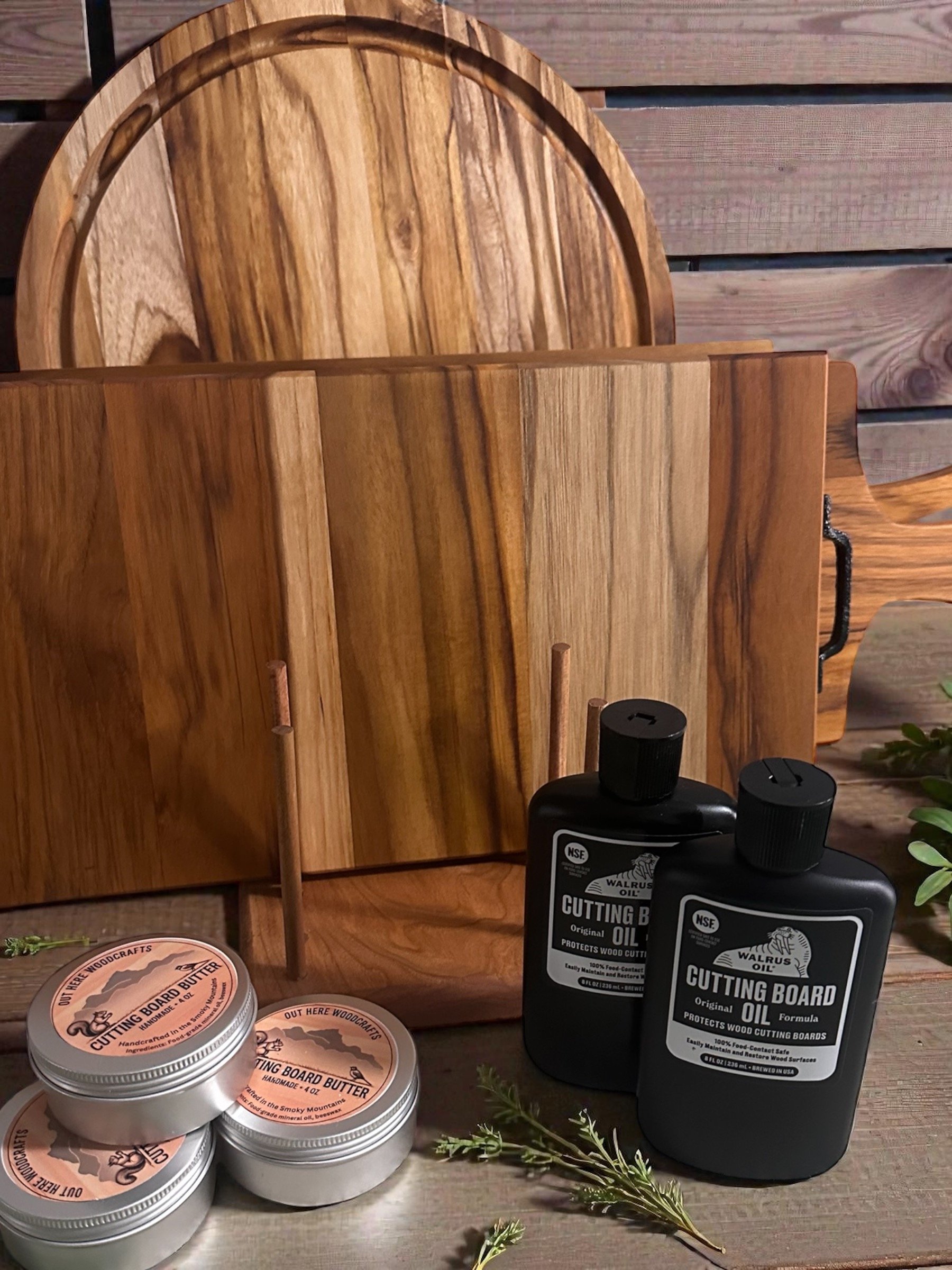 Solid Teak Cutting Board Amish Made Handles Raised Grain Food Safe product image (5)