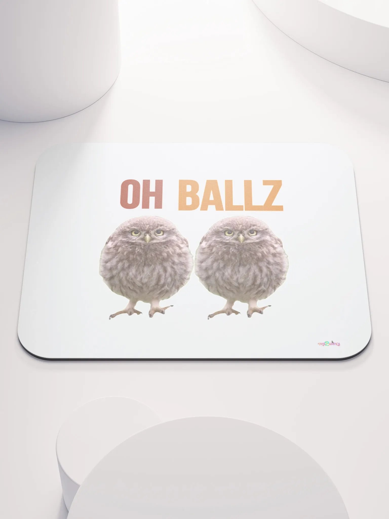 Oh Ballz Classic Mouse Pad (White) product image (2)