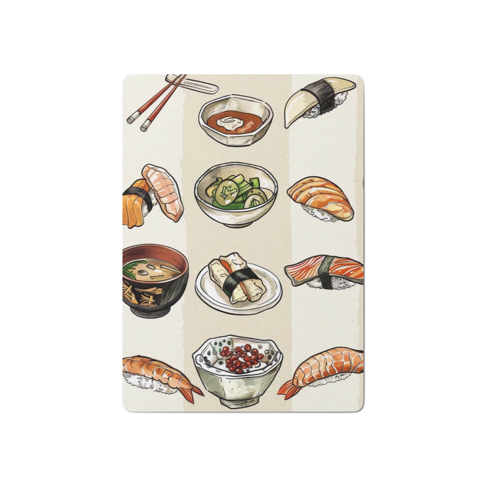 Japanese Sushi Poker Playing Cards | Cute Watercolor Bento Illustration Deck product image (2)