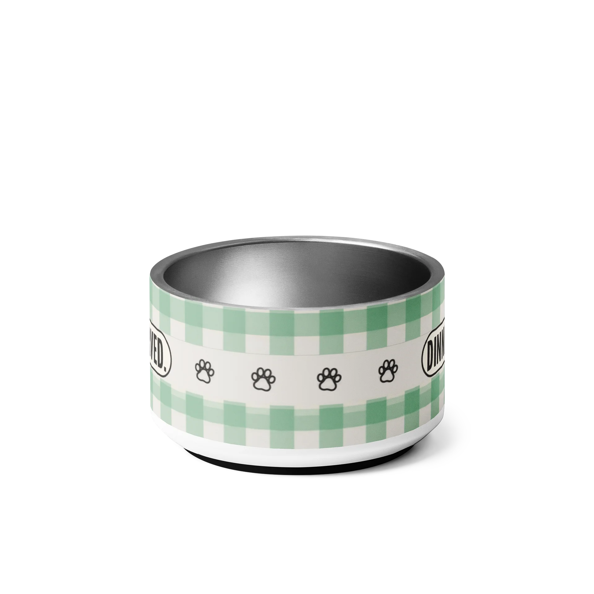 Dinner Is Served Dog Bowl (Sage Gingham)