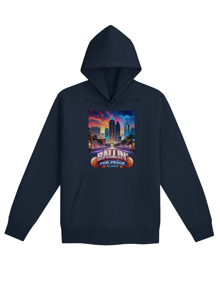 Ballin’ For Peace Atlanta Unisex Hoodie – Urban Basketball Streetwear Hoodie with Atlanta Skyline Design product image (3)