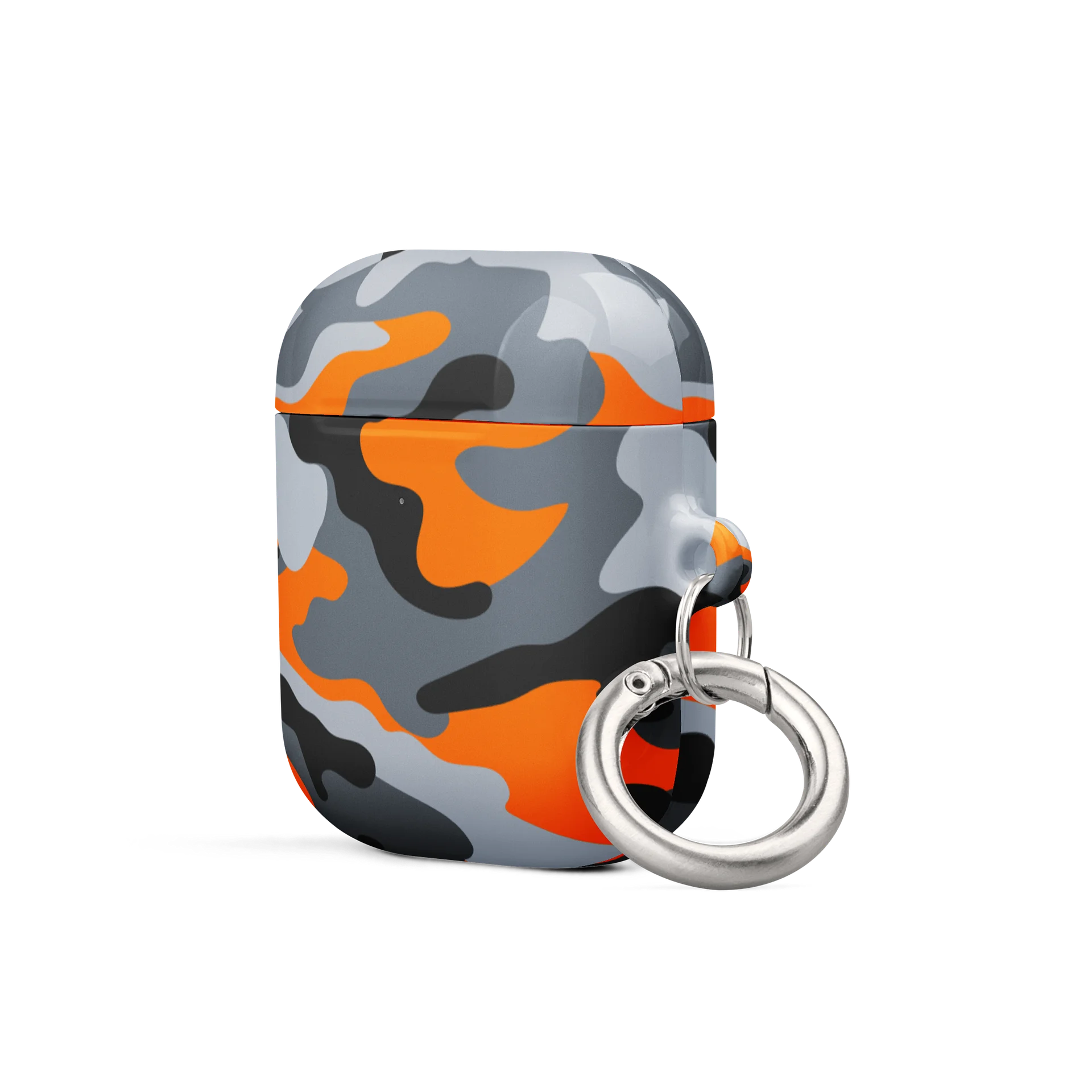 Orange Gray Camo AirPods Case with Carabiner Clip product image (6)