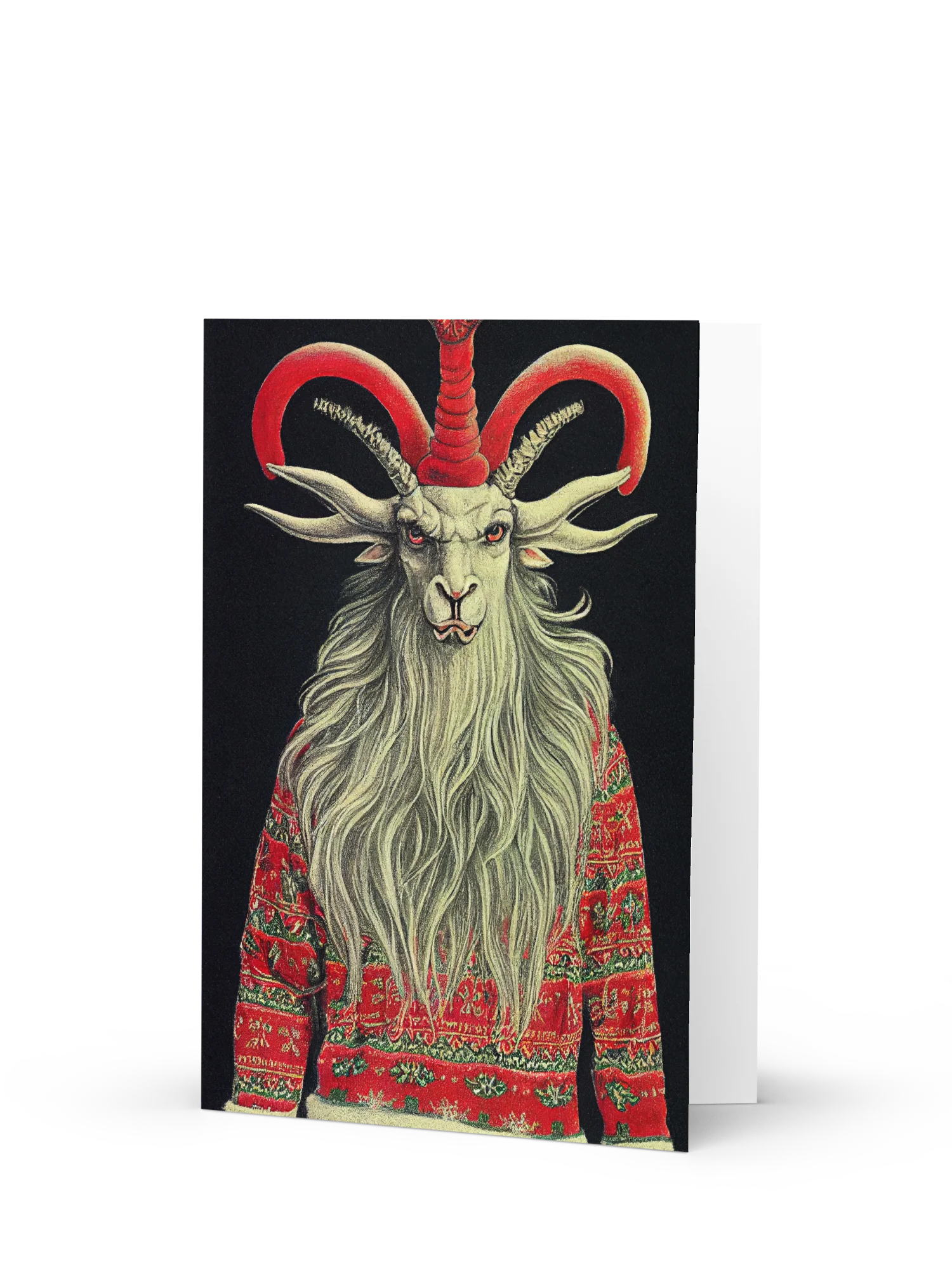 Retro Horned Yule Goat Ugly Sweater Christmas Cards Pack of 10 • 5×7 product image (3)