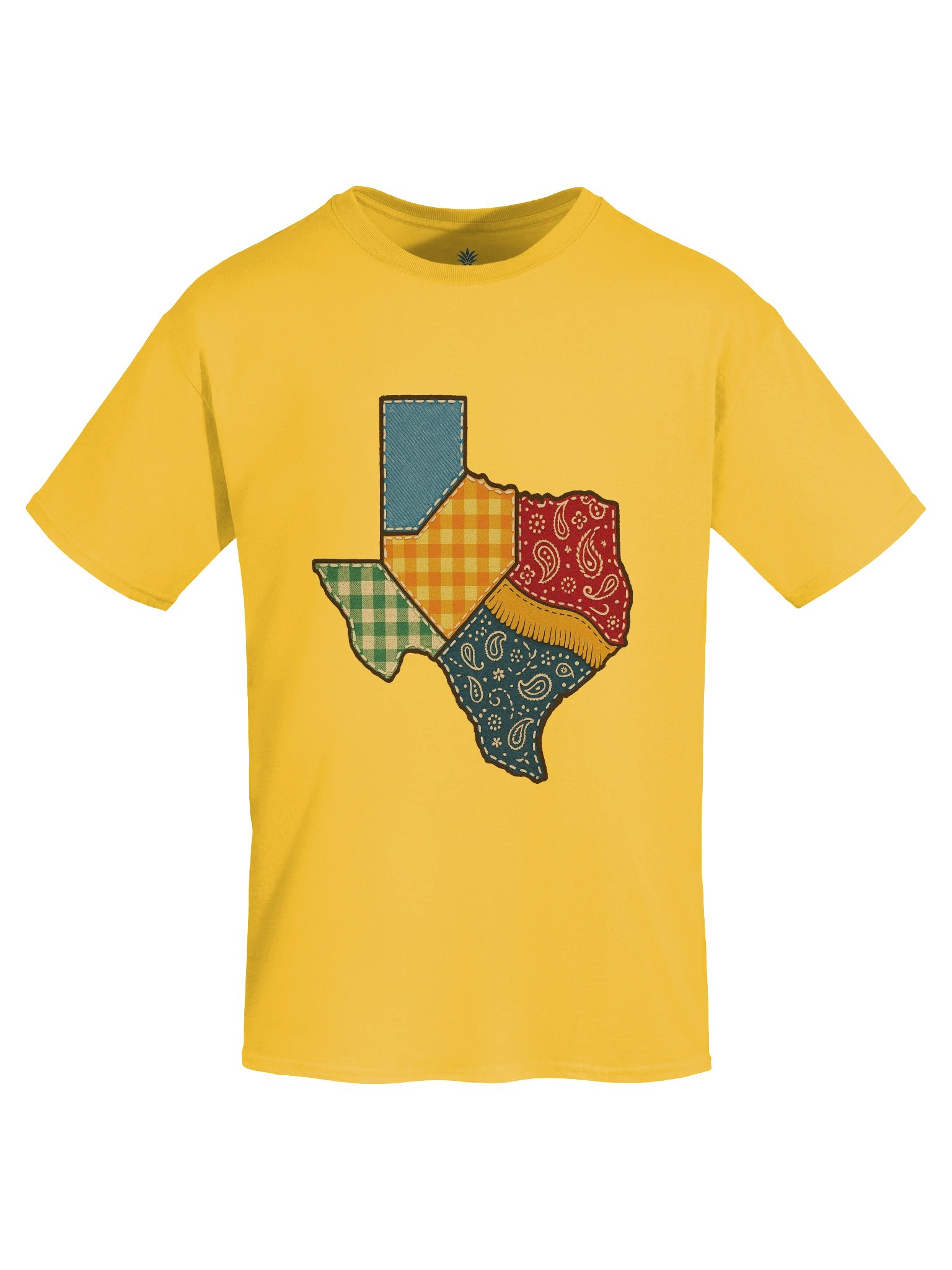 Cowboy Patchwork Quilt Texas State Shaped Boxy Fit Unisex T-Shirt product image (79)