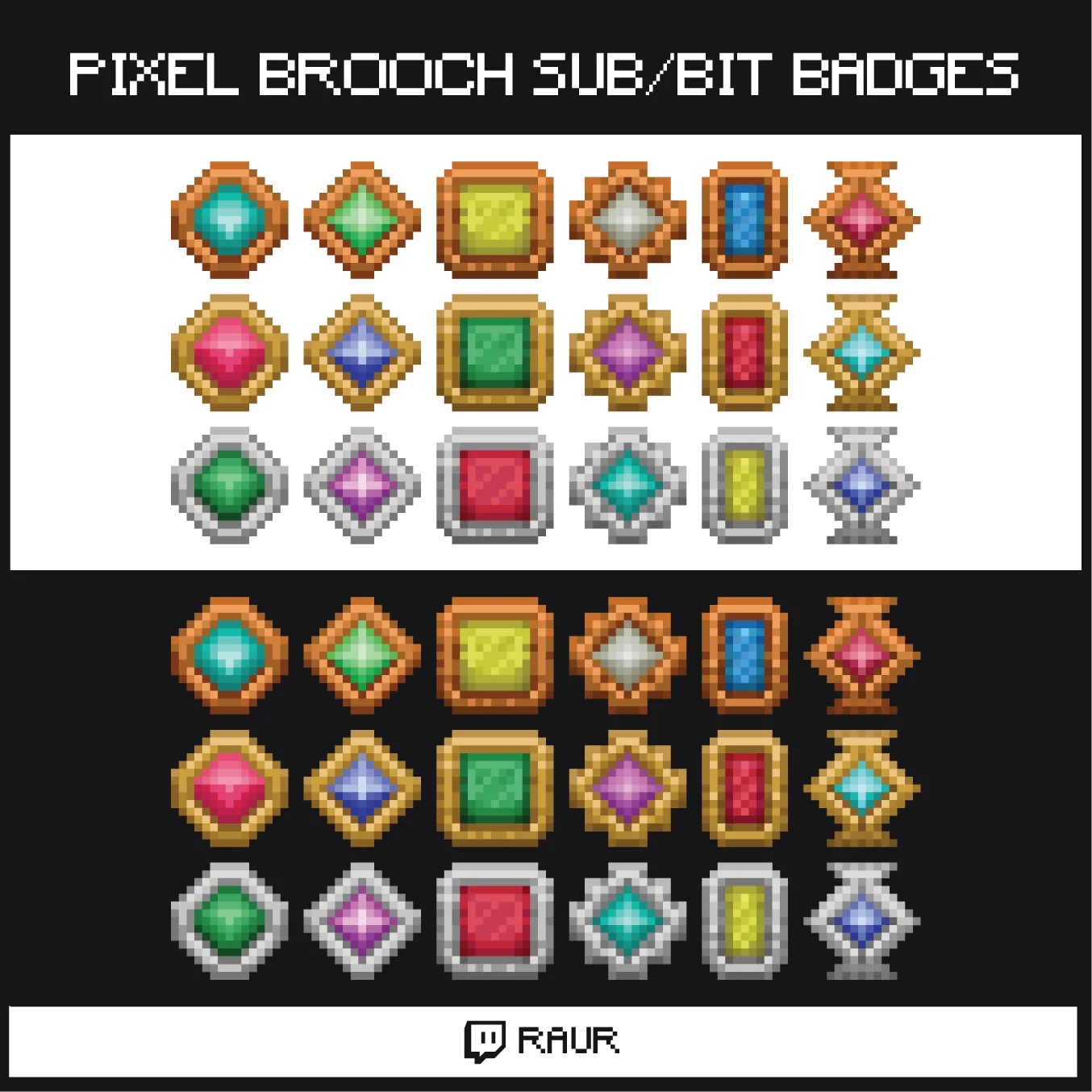 Twitch Pixel Brooches - Sub/Bit Badges product image (1)
