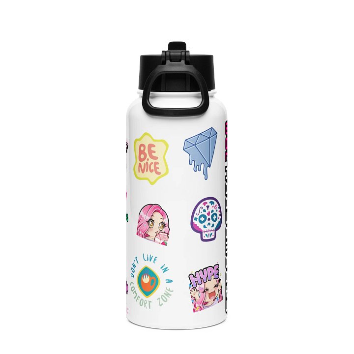 WHITE HYDRATE STAINLESS STEEL WATER BOTTLE WITH A STRAW LID product image (2)